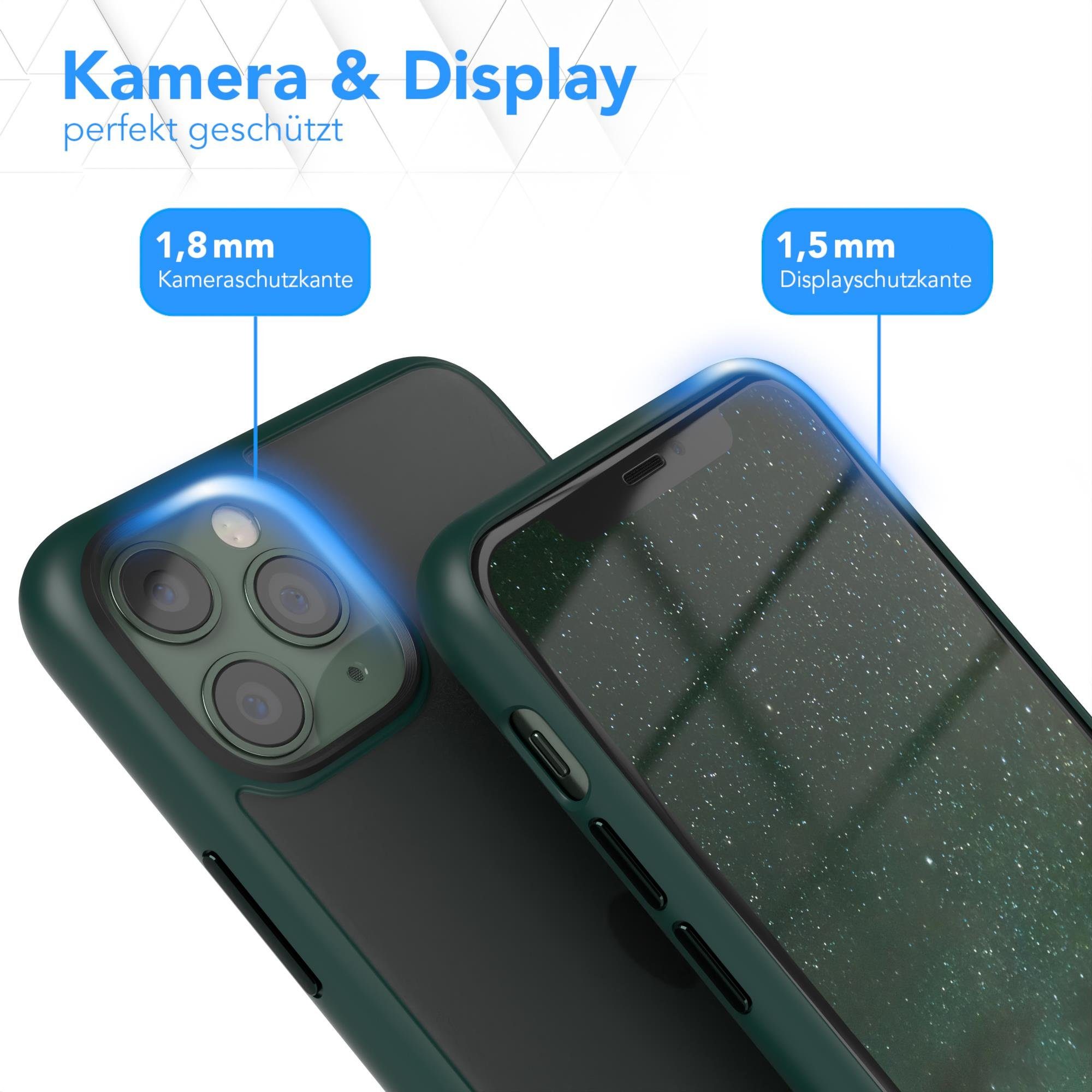 EAZY CASE Handyhülle Outdoor Case für Apple iPhone 11 Pro 5,8 Zoll, Slim Cover Durchsichtig Robust Back Cover stoßfest Grün / Nachtgrün