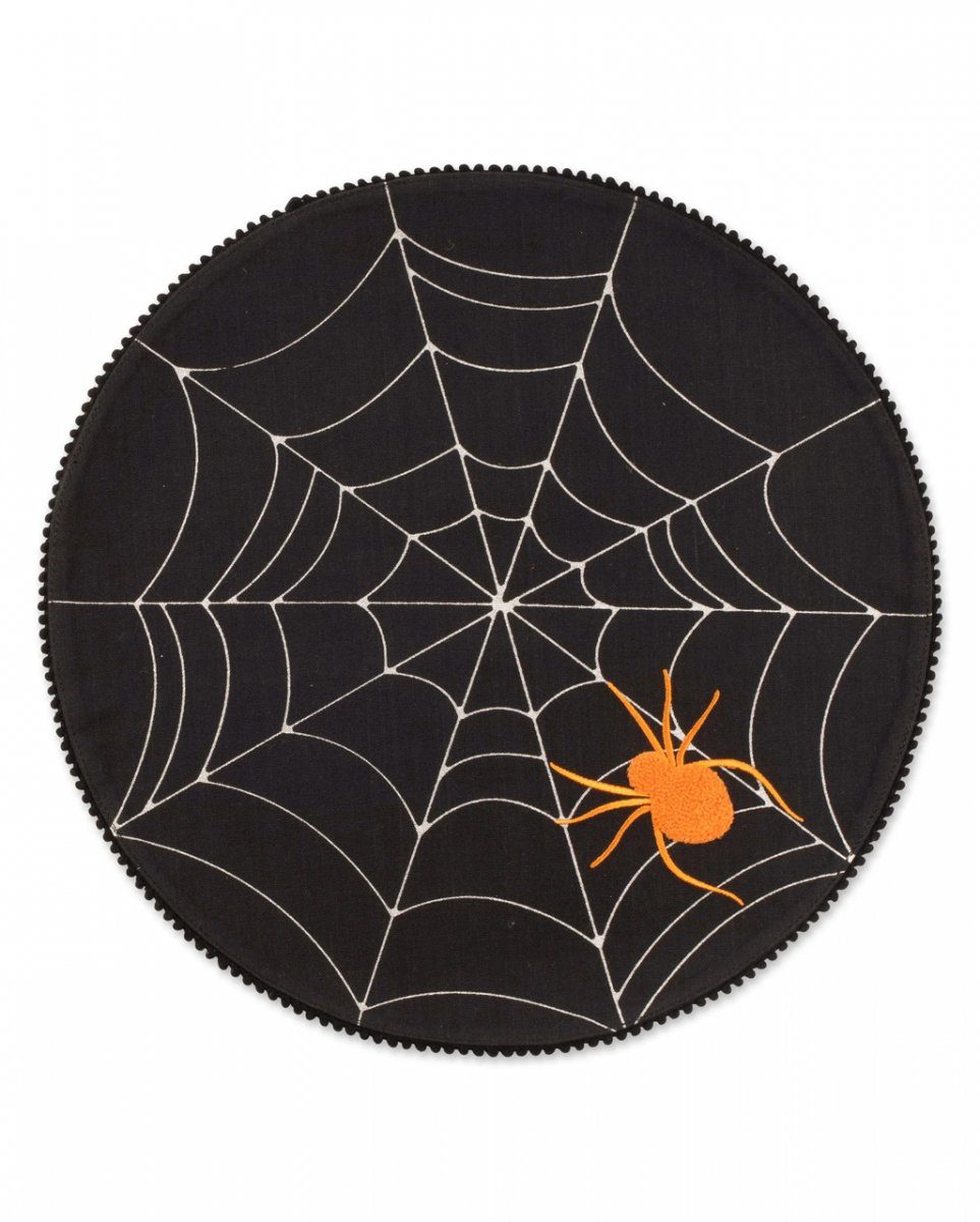Spinnweben Runde Platzdecke mit Halloween Dekofigur Horror-Shop