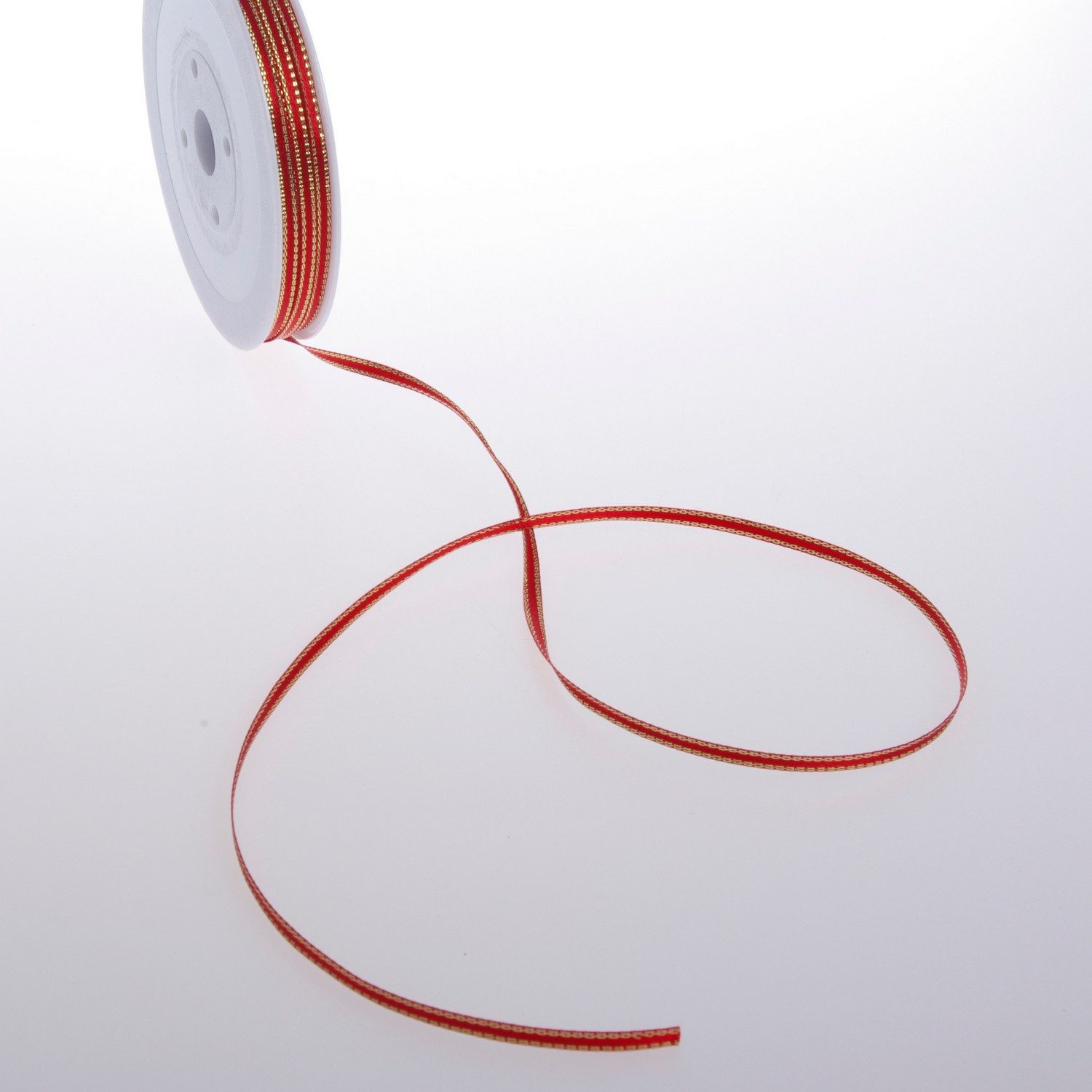 Deko AS Dekoband Dekoband Satin rot mit Goldkante - 3mm - 50m - 32103 30, mit Goldkante