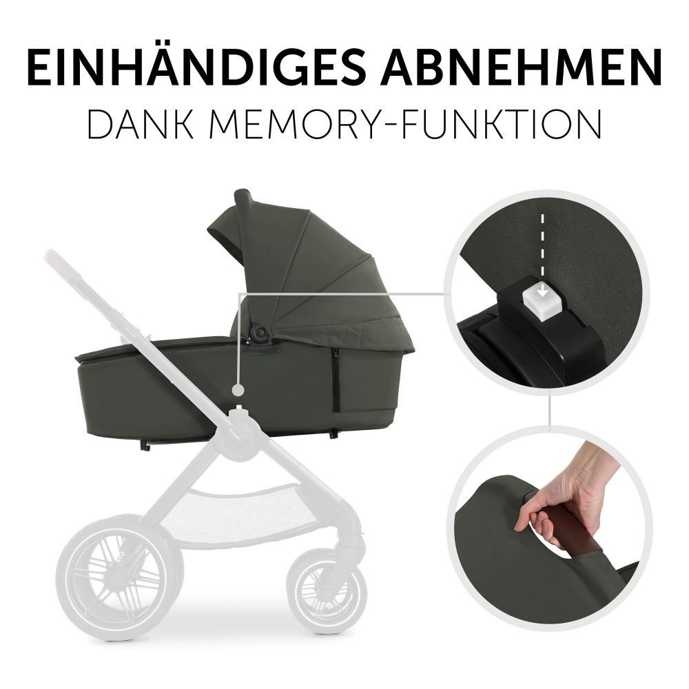 Hauck Kinderwagenaufsatz Walk N Care - Dark Olive, Faltbare Babywanne für Hauck Kinderwagen Walk N Care