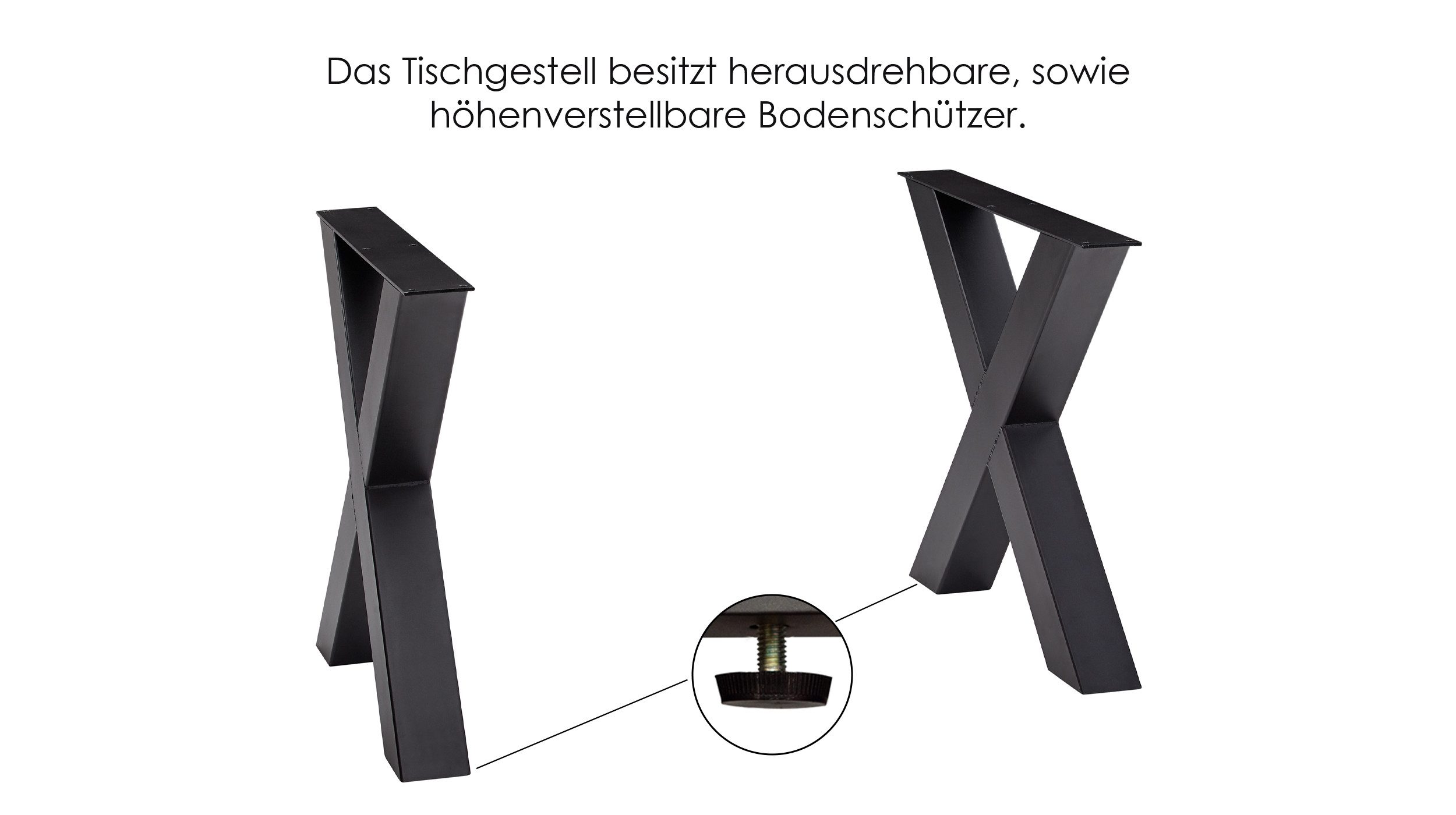 Massivart® Baumkantentisch TOMASO / Massivholz Akazie / 55 mm Tischplatte, Standbeine als X-Gestell / Metall schwarz lackiert / Industrial Look – Bild 4 von 5
