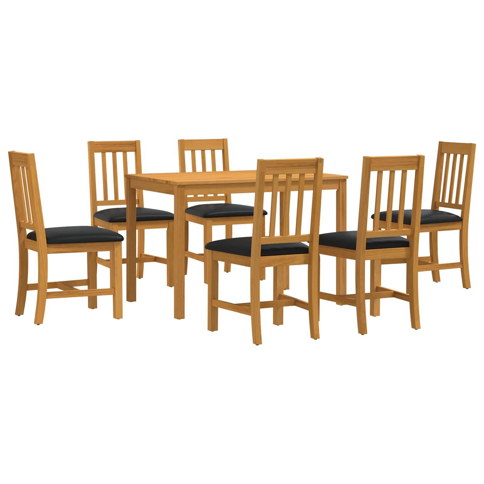 vidaXL Gartenlounge-Set Essgruppe 7 stk. Schwarz Massivholz Eiche, (7-tlg)