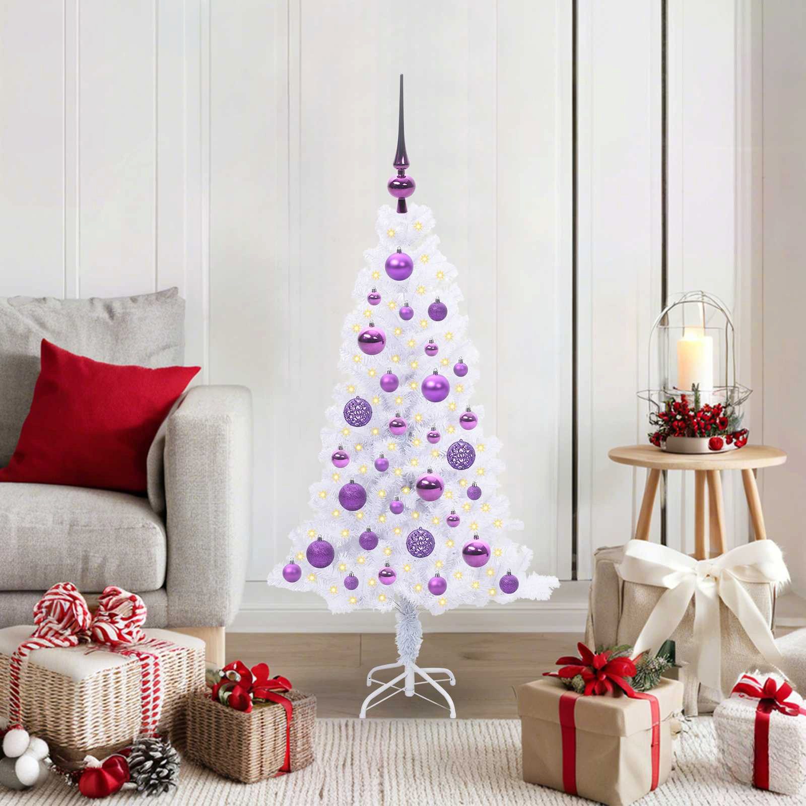 vidaXL Künstlicher Weihnachtsbaum Künstlicher Weihnachtsbaum Weiß 120 cm PVC und Stahl