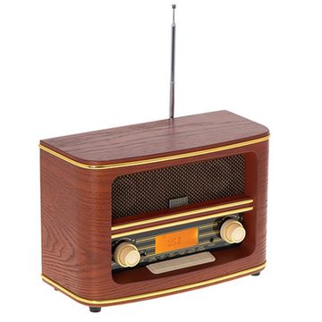 Adler AD 1187 Retro-Radio (FM-Radio, Radio mit Bluetooth, Holz Optik, USB, AUX Anschluss, Uhrzeit, LCD Anzeige, braun, Retro Radio, Vintage, Nostalgie Design)