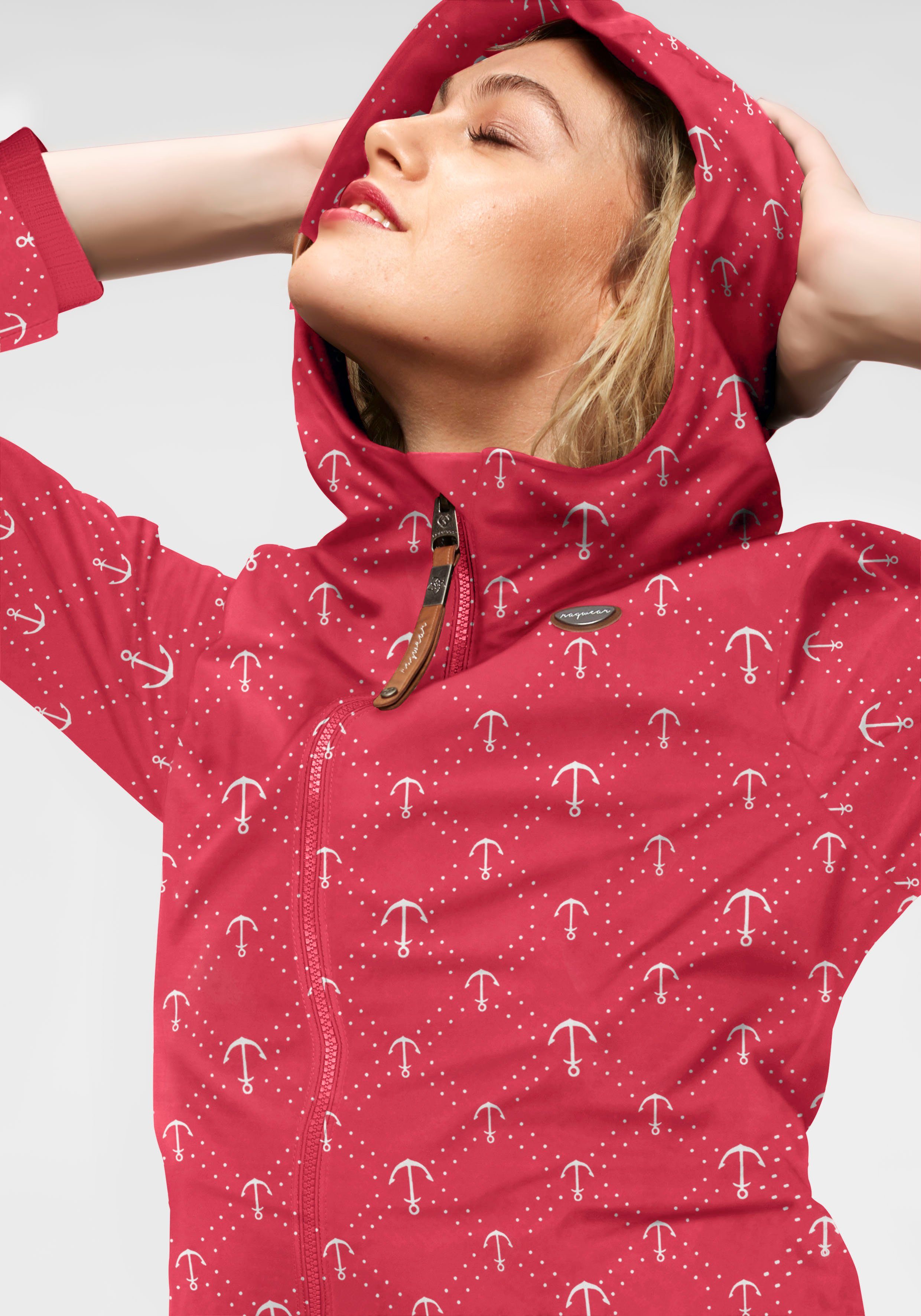 MARINA Style Kapuzenjacke mit Ragwear O Anker-Allover-Druck-Desgin Outdoorjacke Streetwear red im Urban 4000 DANKA