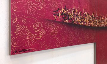 WandbilderXXL XXL-Wandbild Golden Melody 260 x 110 cm, Abstraktes Gemälde, handgemaltes Unikat