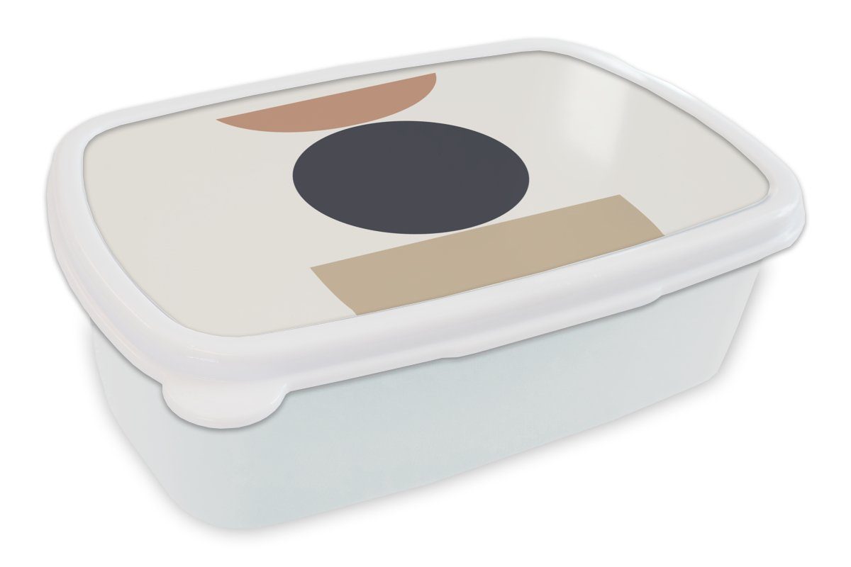 MuchoWow Lunchbox Kreis - Geometrische Figuren - Abstrakt, Kunststoff, (2-tlg), Brotbox für Kinder und Erwachsene, Brotdose, für Jungs und Mädchen weiß