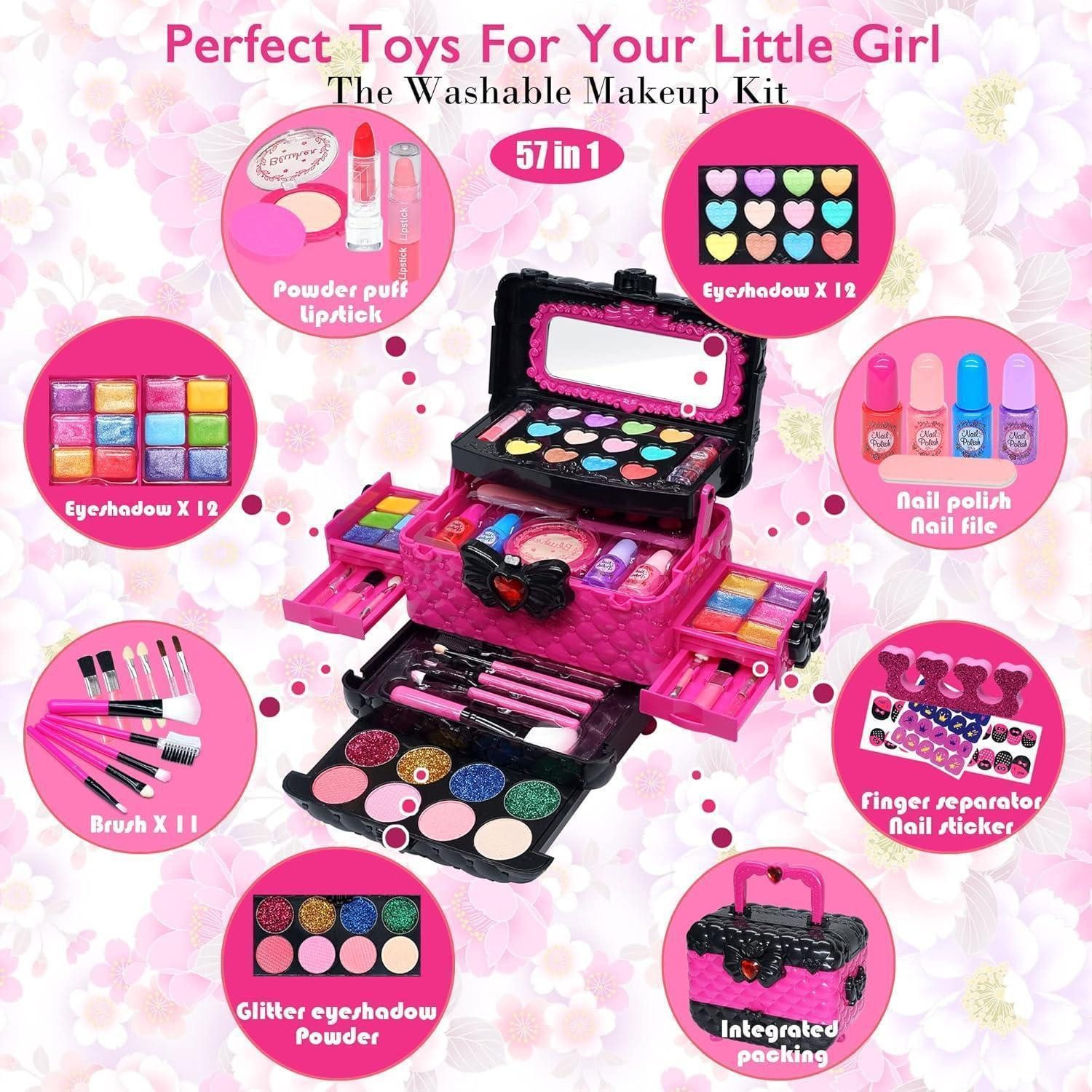 Mrabbitoo Theater Schminkpalette Kinderschminke Set Mädchen Schminkkoffer 57-teilig Waschbar Makeup