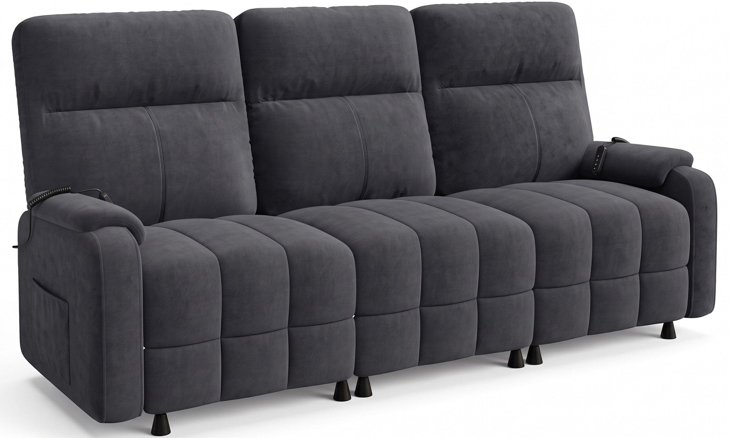 GUNJI Big-Sofa 3er Sitzer Relaxsofa Fernsehsessel, mit Fussteil, Federkern Elektrisch Verstellbar Relaxfunktion Heimkino Sofa