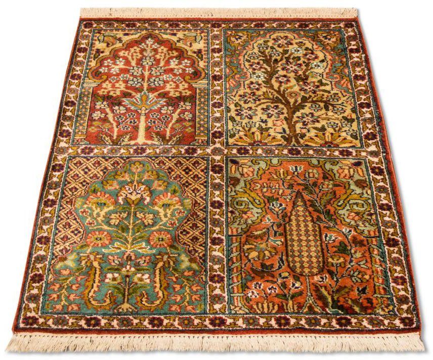 Teppich Kaschmir Seide Teppich handgeknüpft mehrfarbig, morgenland, rechteckig, Höhe: 5 mm