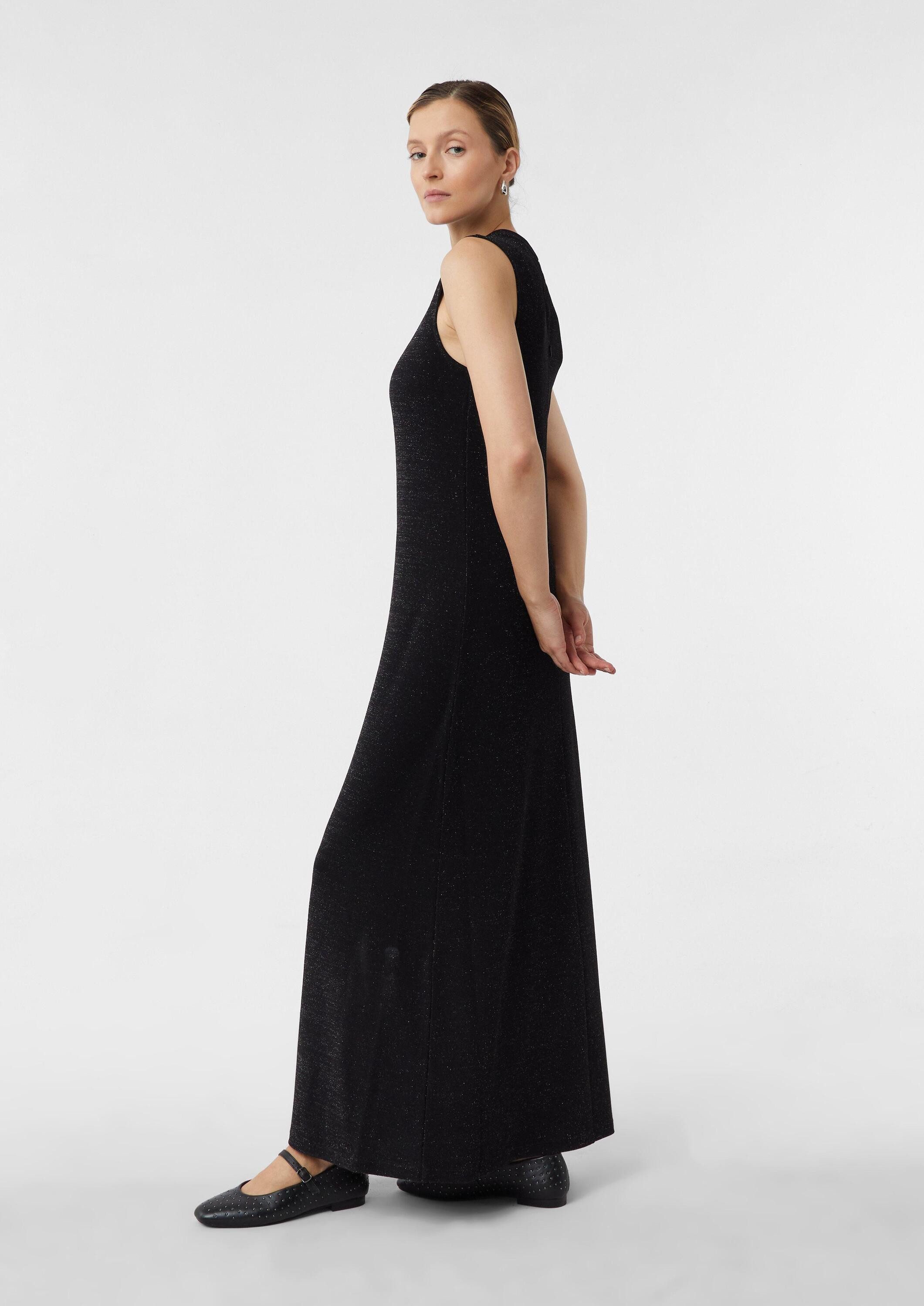 comma Maxikleid Kleid Langes ärmelloses Kleid mit Glitzergarn