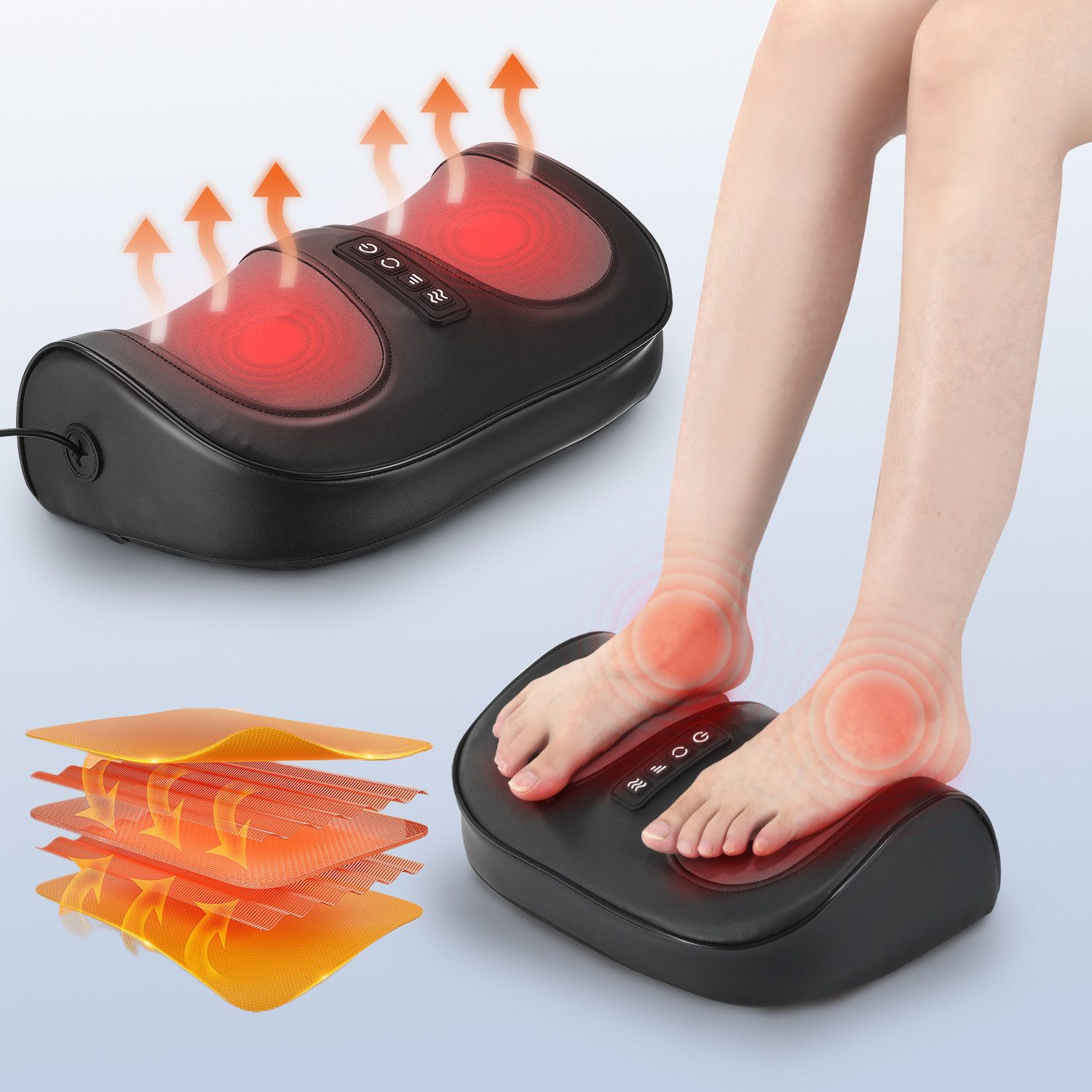 oyajia Shiatsu-Fußmassagegerät Elektrisches Fußmassagegerät, Wärmefunktion, Akupressur und Kneten, Zuschaltbare Heizfunktion, Die Fußreflexzonenmassage fördert die Durchblutung
