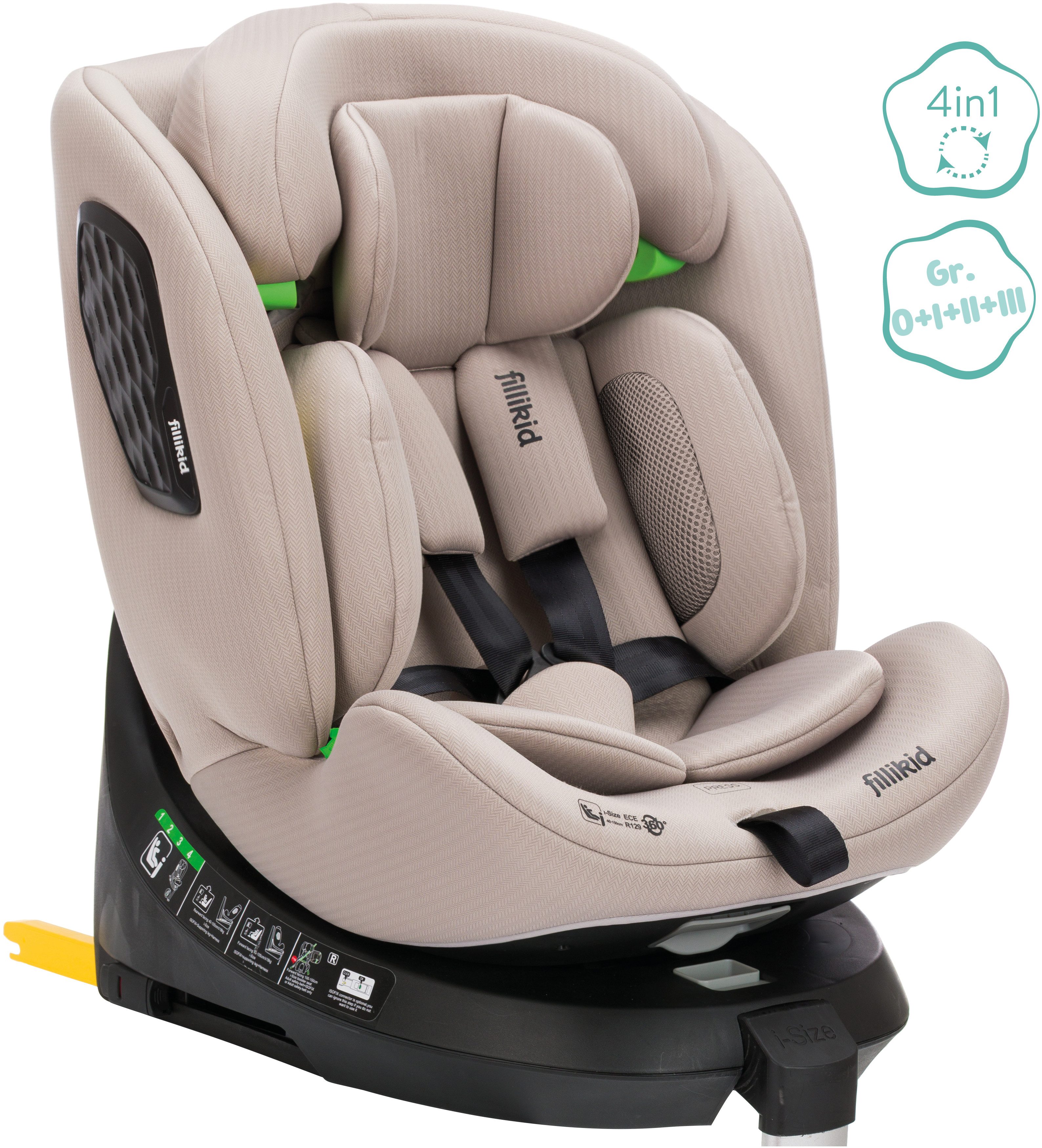 Fillikid Autokindersitz Aris, ab: ab Geburt, bis: bis 12 Jahre, ab: 40 cm, bis: 150 cm, 360° drehbar, inkl. Isofix