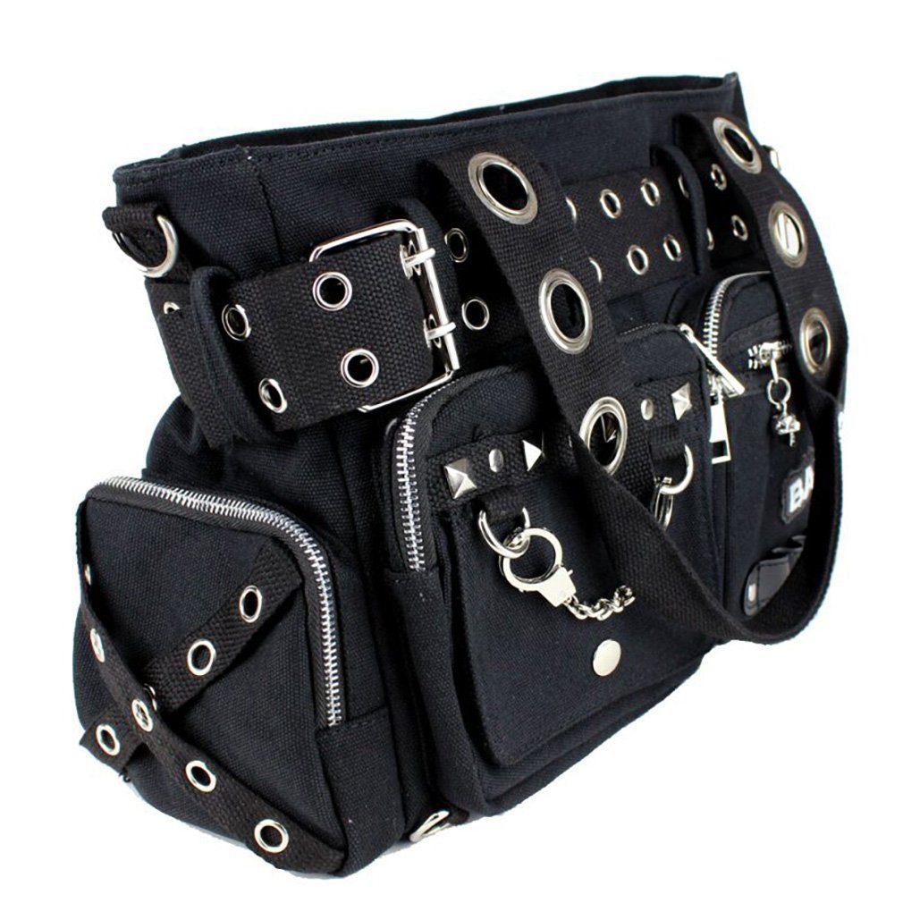 Banned Schultertasche Sweet Revenge Schwarz Gothic Nieten, Verstellbarer Schultergurt
