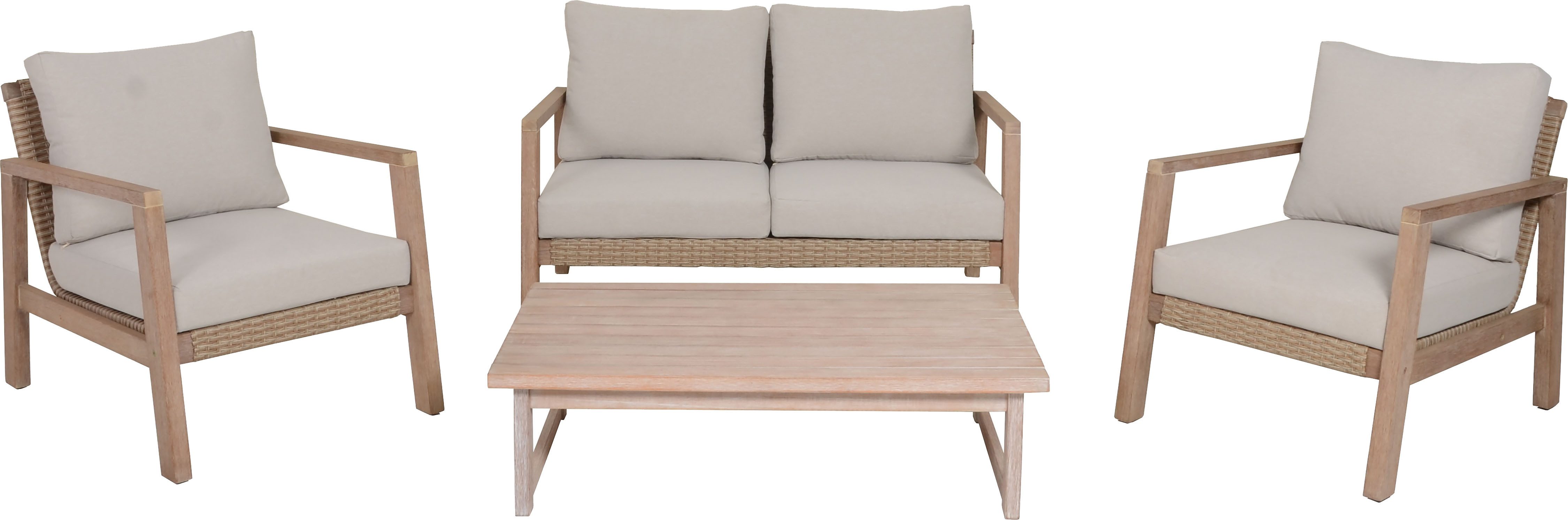 Garden Pleasure Gartenlounge-Set »SAN«, (4-tlg), 2 Sessel, Tisch LxB: 106x66 cm, inkl Kissen