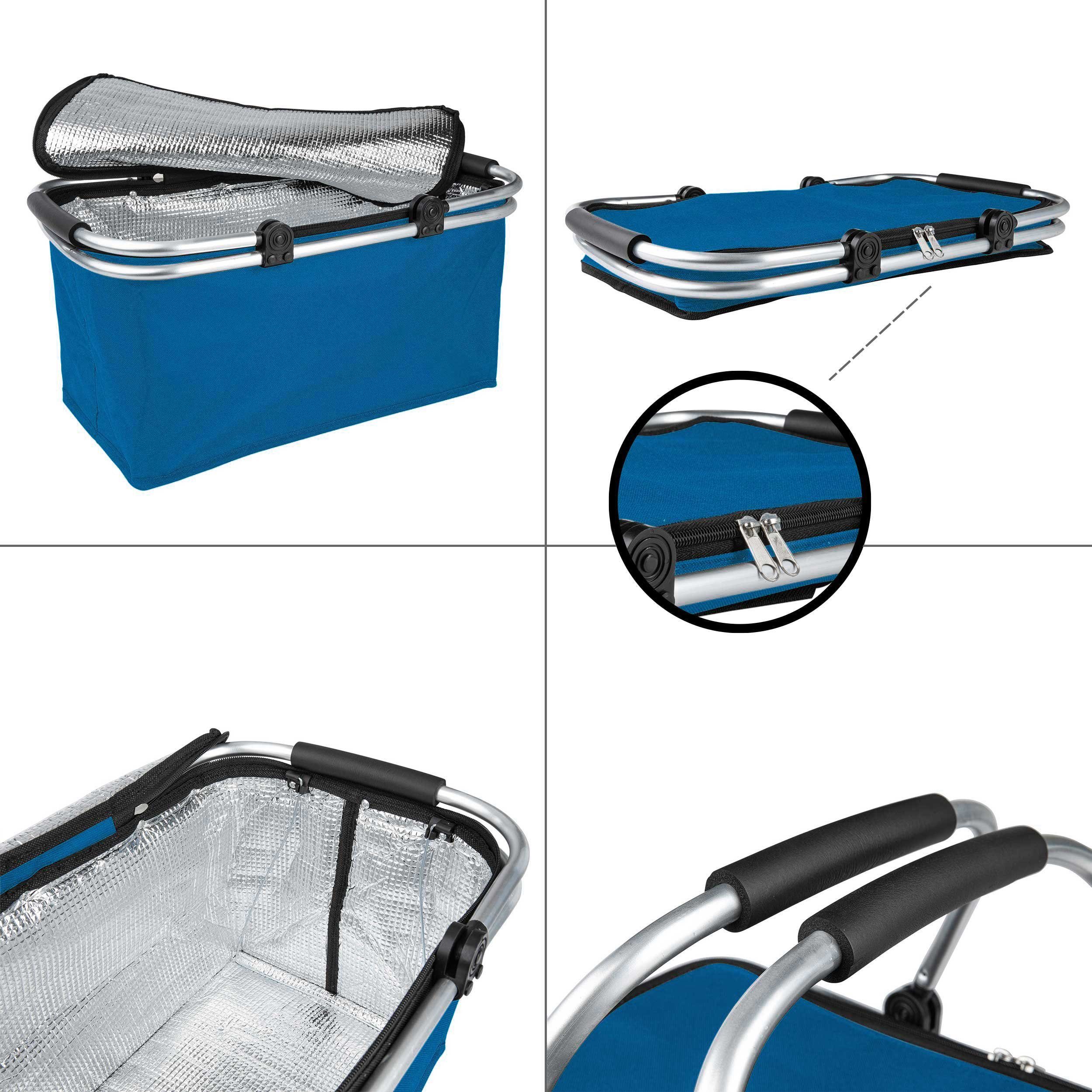 ONVAYA Set mit Kühlfunktion, faltbare Einkaufskorb Einkaufstasche Faltkorb mit Deckel dunkelblau 2er
