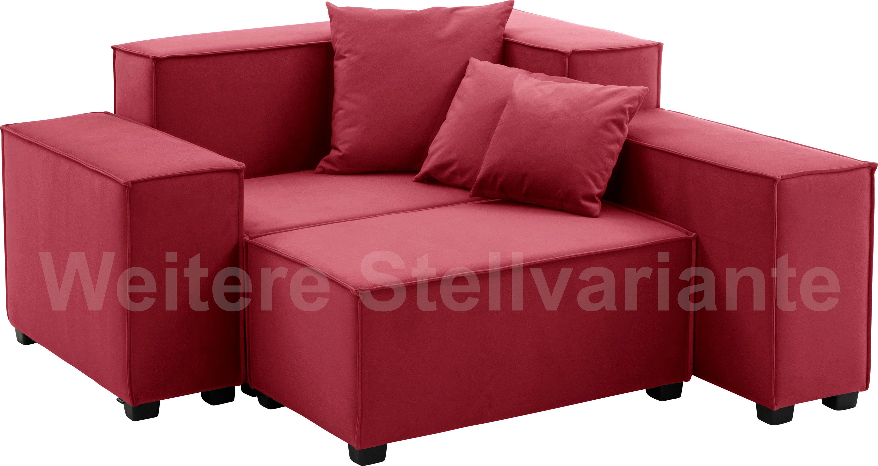 Set, rot Max Zierkissen, aus MOVE, Winzer® 3 Sitz-Elementen, 01 Sofa-Set Wohnlandschaft inklusive kombinierbar 6