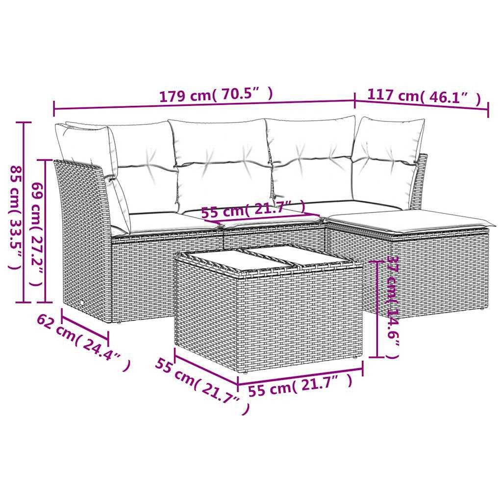 vidaXL Gartenlounge-Set 5-tlg. Garten-Sofagarnitur mit Kissen günstig online kaufen