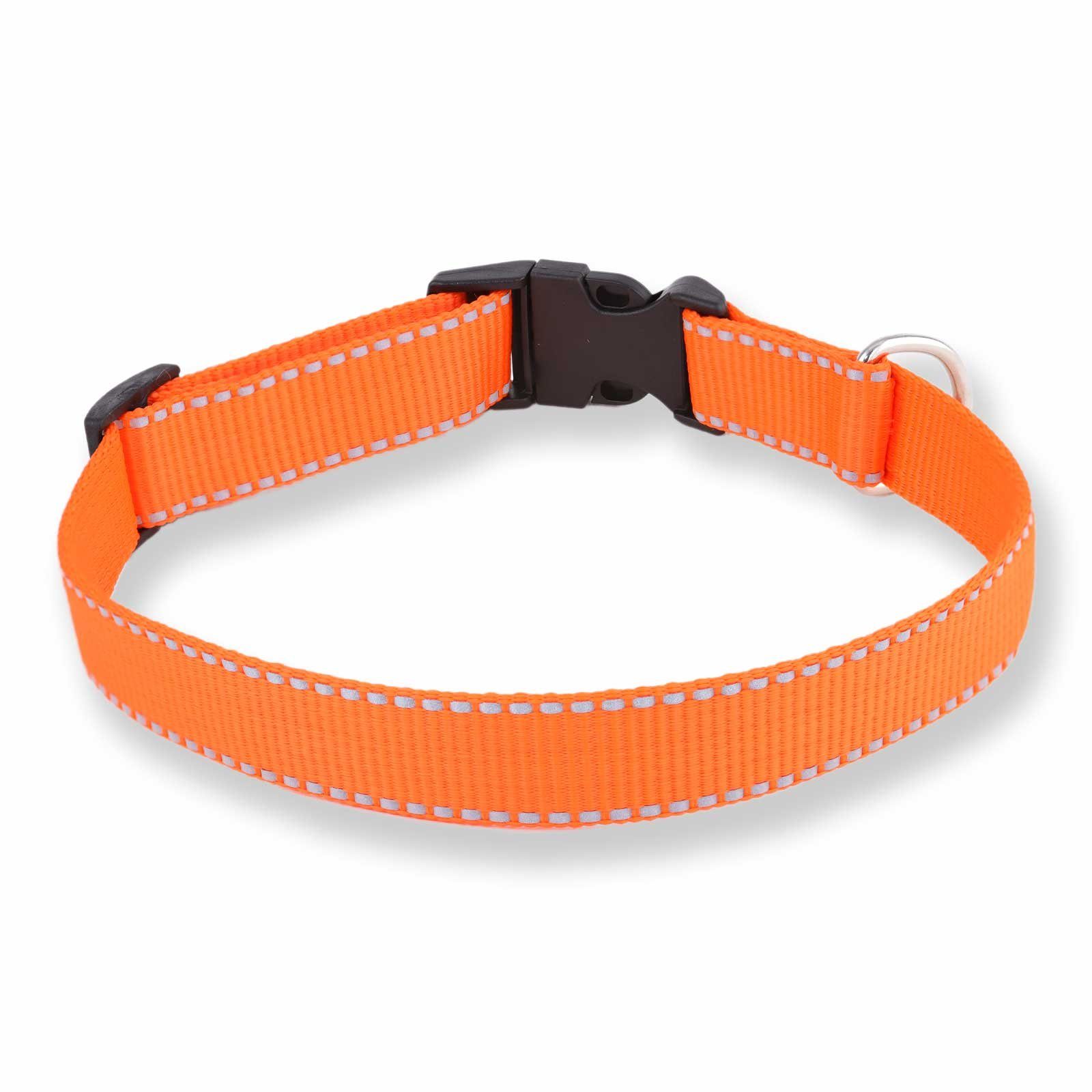 Monkimau Hunde-Halsband Hundehalsband aus Nylon orange reflektierend, Nylon, reflektierend
