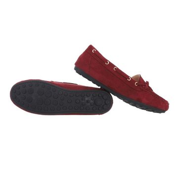 Ital-Design Damen Mokassins Freizeit Slipper Flach Mokassins in Weinrot