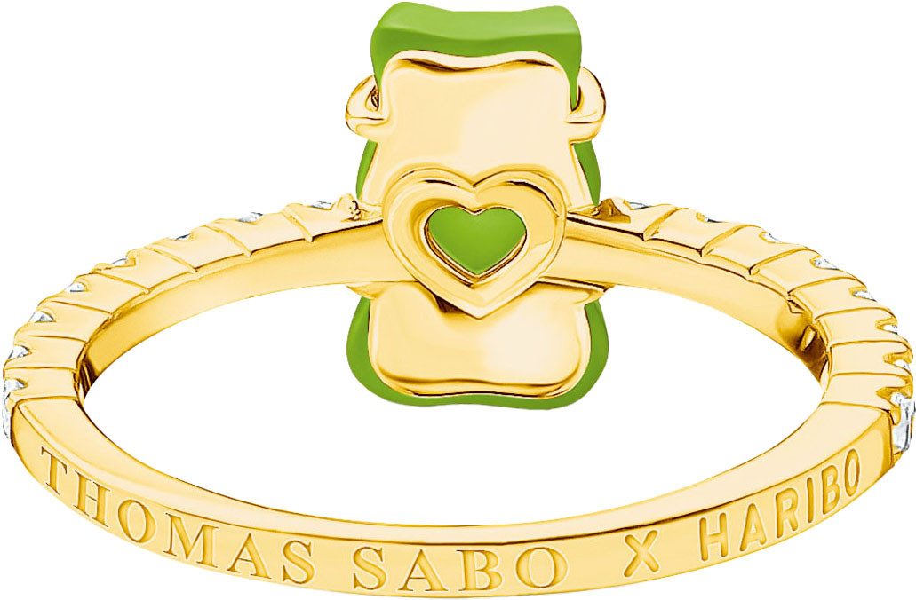 THOMAS SABO Fingerring THOMAS SABO x HARIBO Schmuck: Ring mit Goldbär, mit Kristallglas, Zirkonia (synth)
