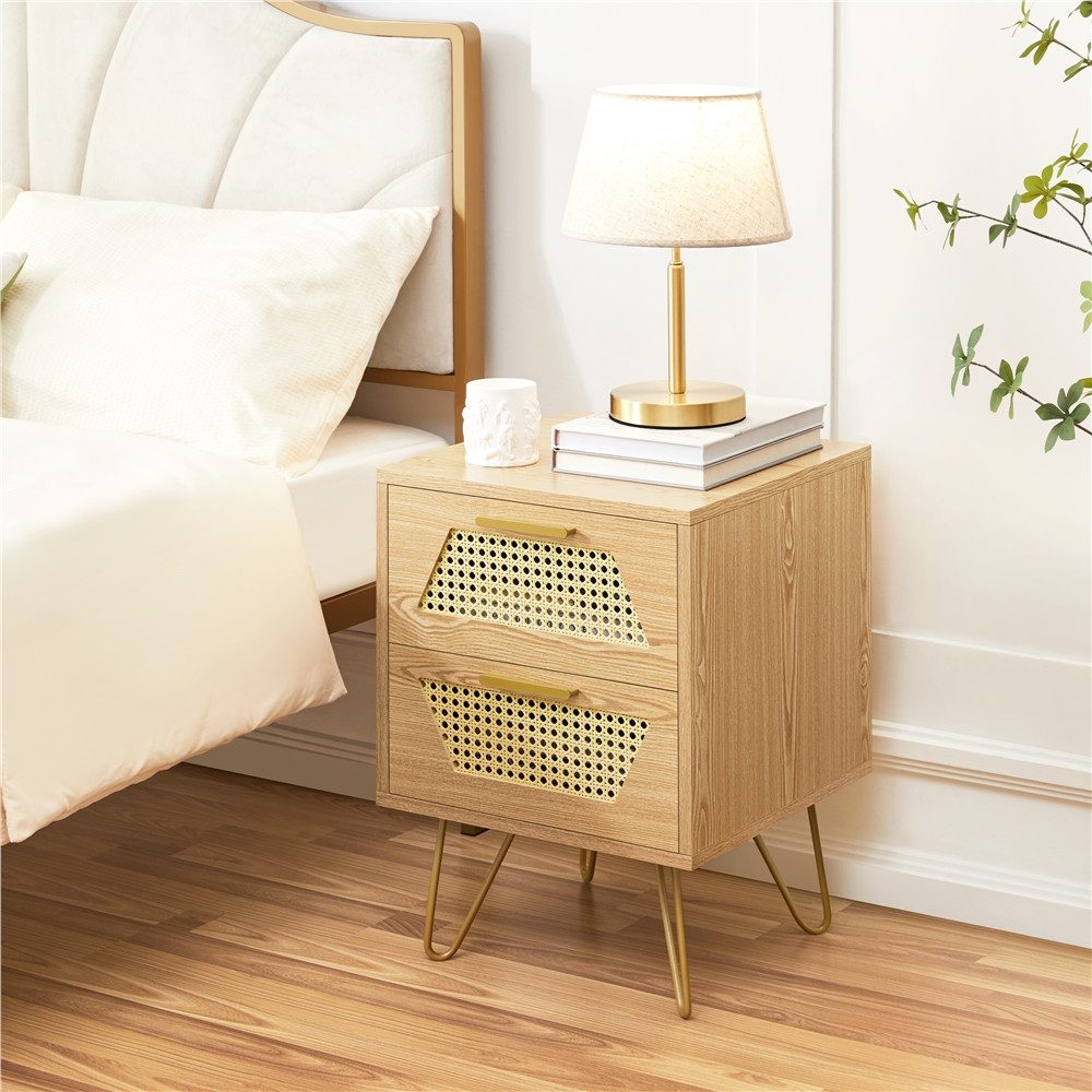Yaheetech Nachttisch 40x40x55 cm (2-St), Rattan günstig online kaufen