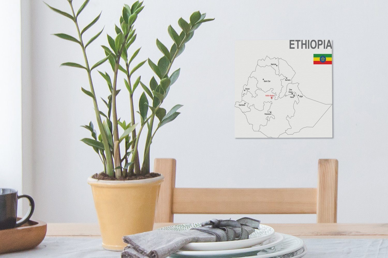 OneMillionCanvasses® Leinwandbild Leinwand St), Wohnzimmer Illustration der Bilder Äthiopien, für Schlafzimmer von Karte (1