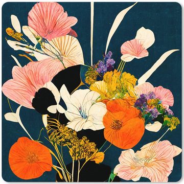 MuchoWow Gaming Mauspad Blumen - Vase - Malerei - Pflanzen (1-St), Mousepad mit Rutschfester Unterseite, Gaming, 40x40 cm, XXL, Großes