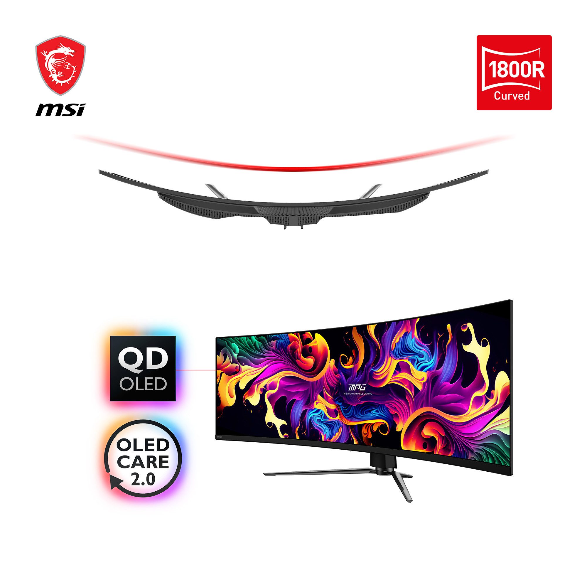 MSI MPG 491CQPDE QD-OLED TFT-Monitor (5120 x 1440 px, DQHD, 0,03 ms Reaktionszeit, 144 Hz, Curved, HDR, Kopfhörerbuchse, Höhenverstellbar)