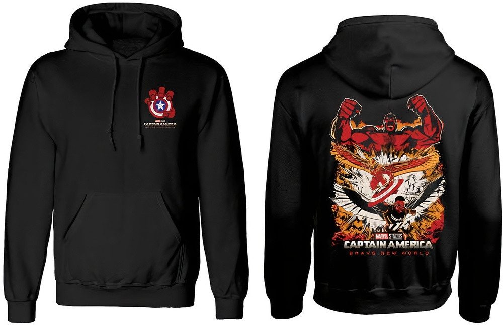 Captain America Hoodie Brave New World Crushed Shield Hoodie Black