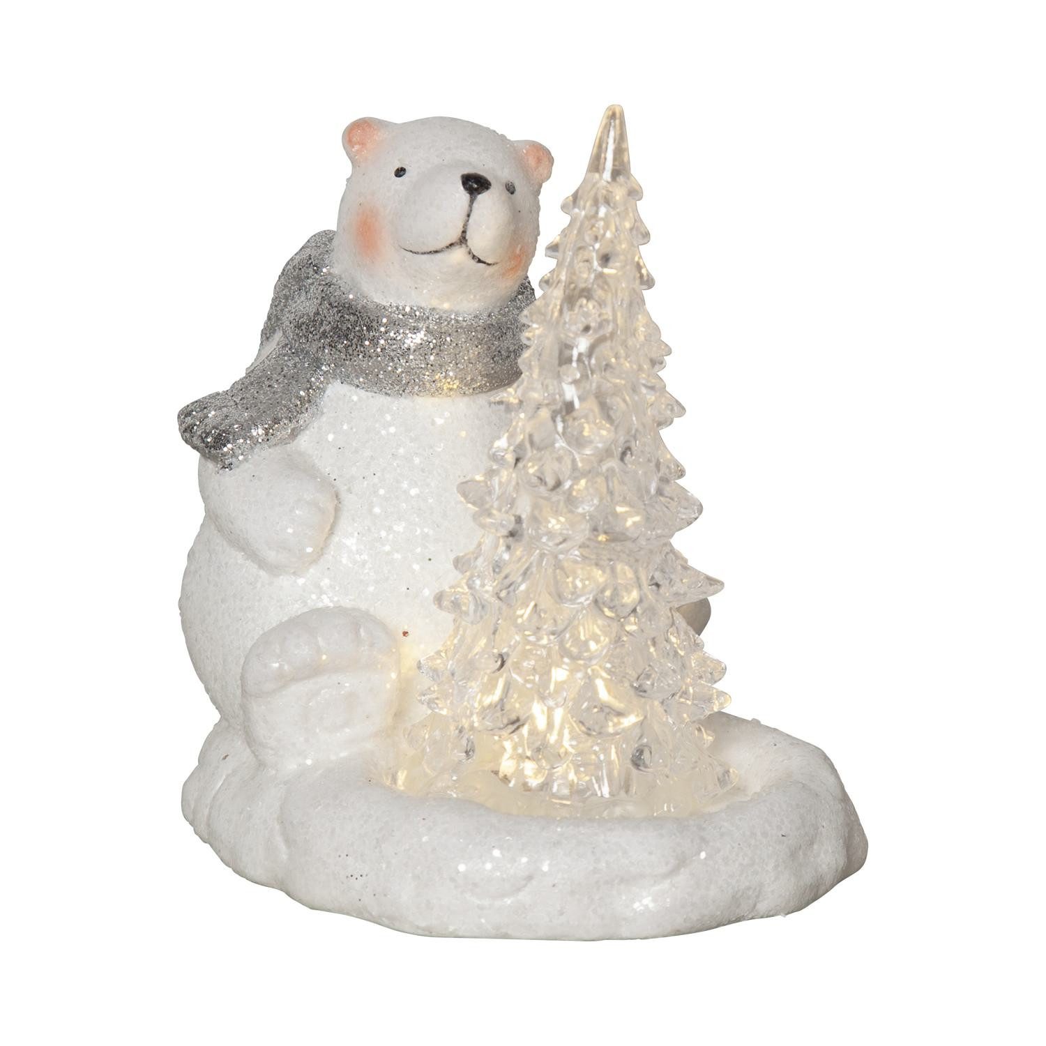 STAR TRADING LED Dekolicht Polare, Weihnachtsleuchte Eisbär,Polare' mit LED Tannenbaum, Batterien + Time