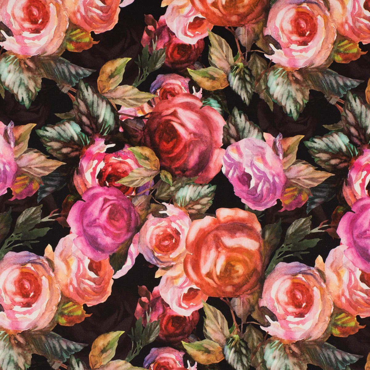 SCHÖNER LEBEN. Tischläufer Tischläufer Rosetta Rosen Digitaldruck schwarz pink 40x160cm, Digitaldruck