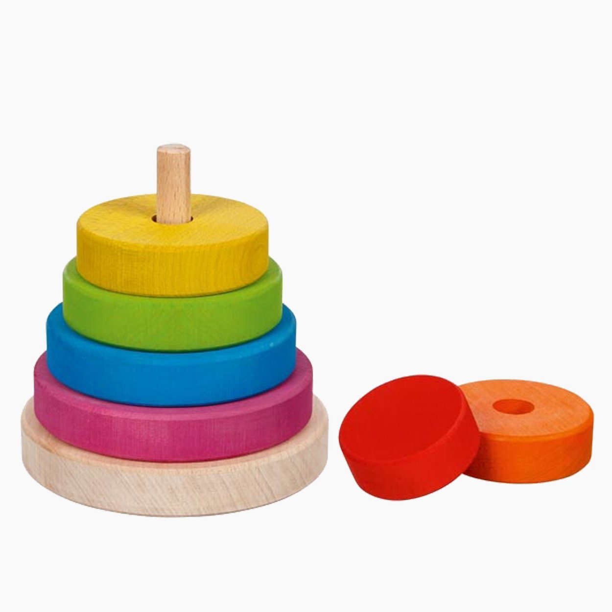 goki Steckspielzeug Stapelturm Montesori, (packung, 7-tlg), sehr schönes Stappelspielzeug Made in Europa