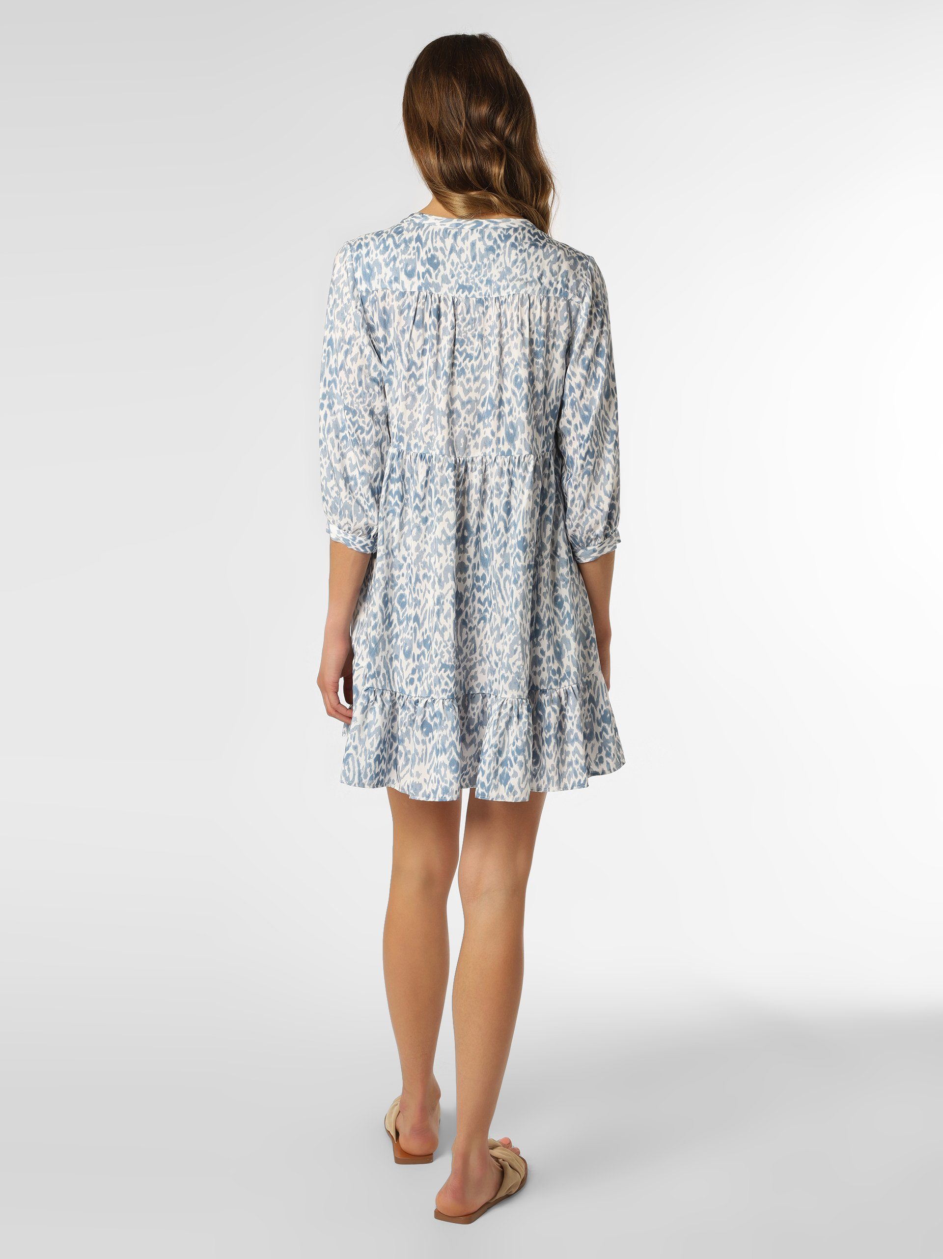 Marie A-Linien-Kleid Lund blau weiß