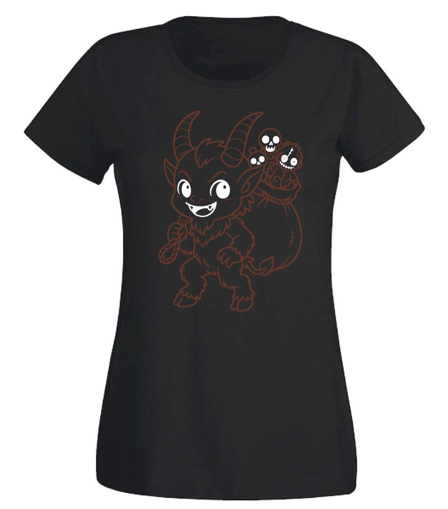 G-graphics T-Shirt Teufelchen mit Geschenkesack Slim-fit- Damen T-Shirt mit schaurig schönem Motiv