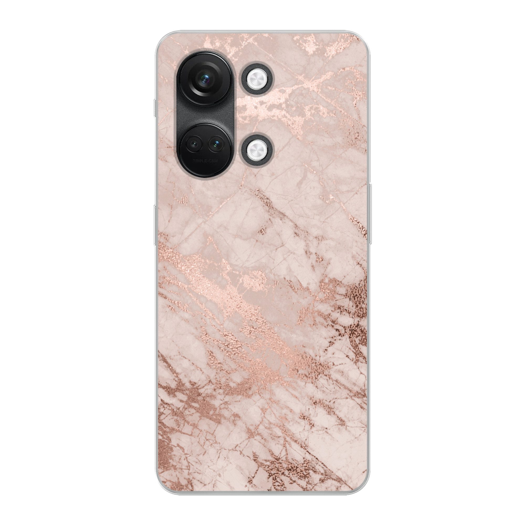 MuchoWow Handyhülle für OnePlus Nord 3 Marmor - Rosa - Luxus - Marmoroptik - Glitzer - Des, Phone Case, Silikon, Schutzhülle Dünn