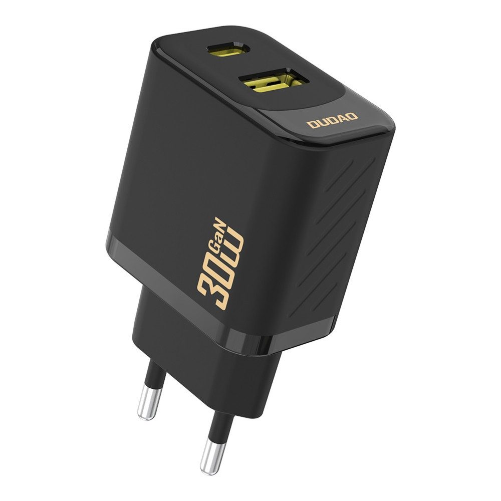 Dudao Netzladegerät Schnelllader Doppelanschluss USB-Ladegerät (3000.0 mA, Spar-Set, 1-tlg., 104 g kompakt, GaN, 30 W Power Delivery, 2 Anschlüsse)