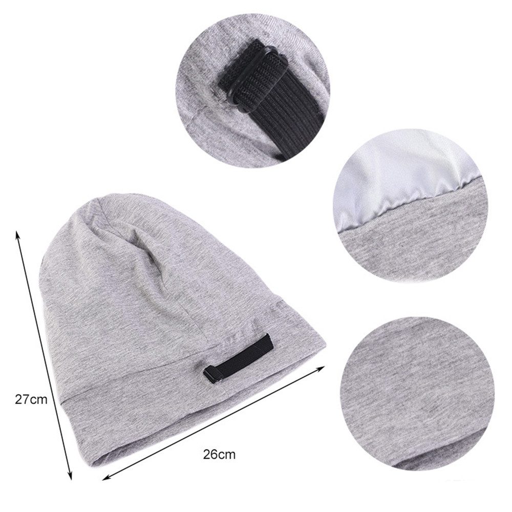 Coonoor Duschhaube Satin Bonnet Schlafmütze Unisex Schlafhaube zum Schlafen (Slouch Satin Lined Beanie Lockenhaube Verstellbar Haube Schlafkappe), für Damen und – Bild 2 von 5
