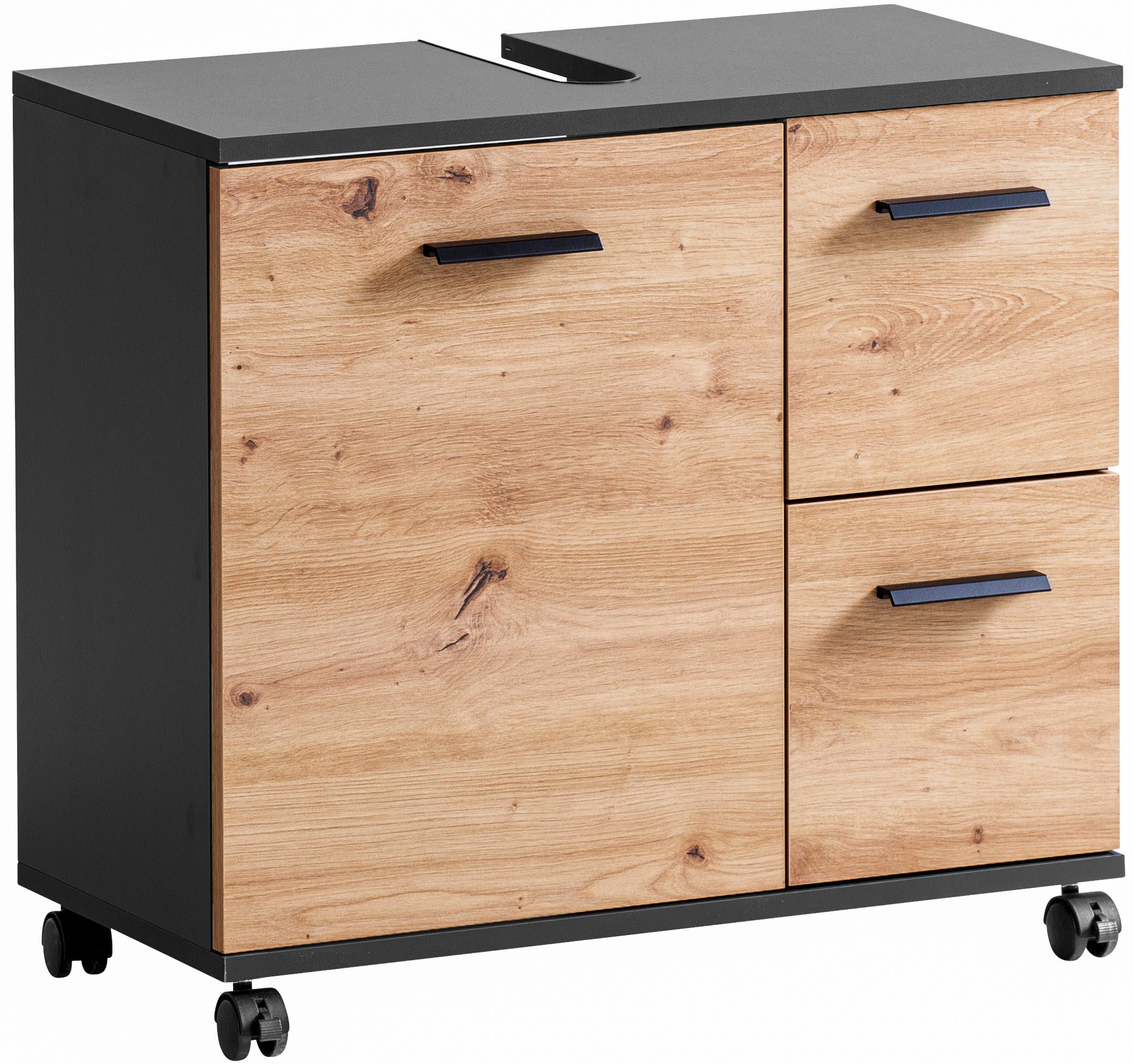 welltime Waschbeckenunterschrank "Emmi, Breite 65 cm made in Germany", Siph günstig online kaufen
