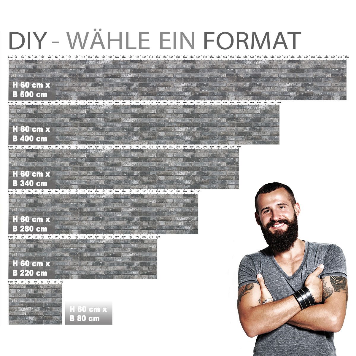 Stickerprofis Küchenrückwand LOFT BLACK (Matt-Finish), (Premium), 1,5mm, selbstklebend, hält auf besonders vielen Öberflächen