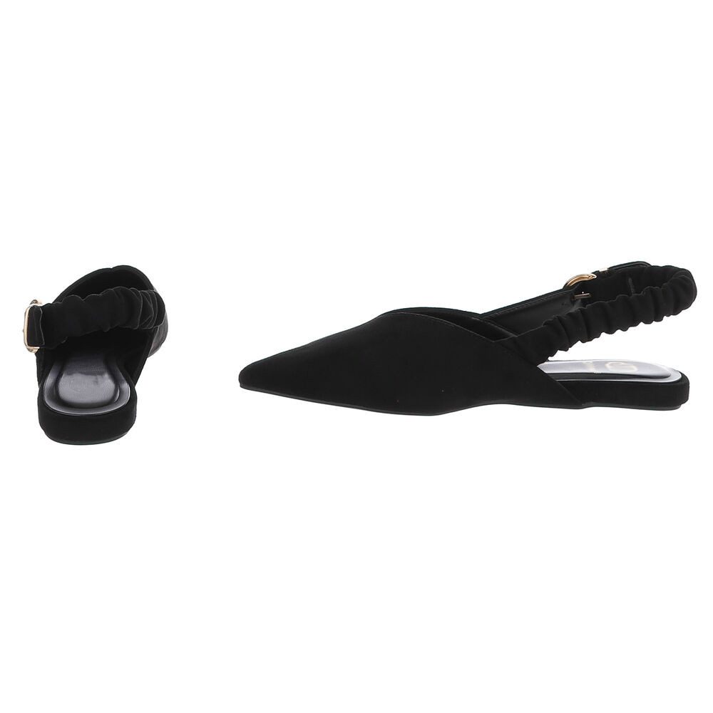 Ital-Design Damen Slingback Schuh flach mit Metallschnalle Schnürpumps (92079005) Flach Schnür- & Riemchenpumps in Schwarz – Bild 5 von 5