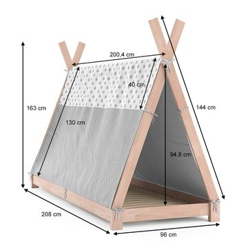 VitaliSpa® Kinderbett Kinderhausbett 80x160cm TIPI Weiß Überwurf