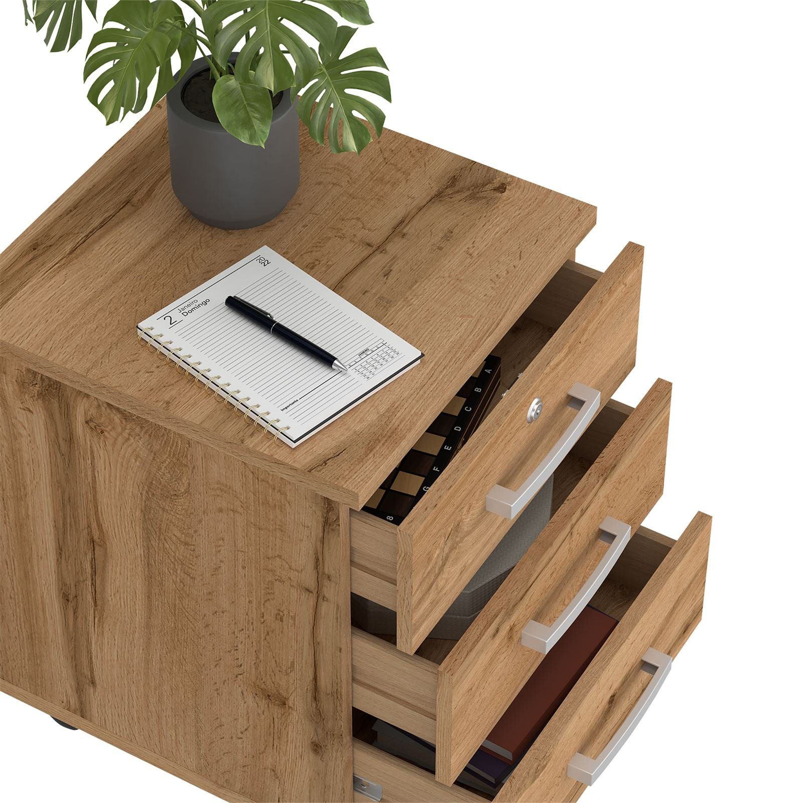 Bürocontainer Wildieche Schubladenschrank Rollcontainer VANCOUVER, Büroschrank CARO-Möbel ab Rollcontainer