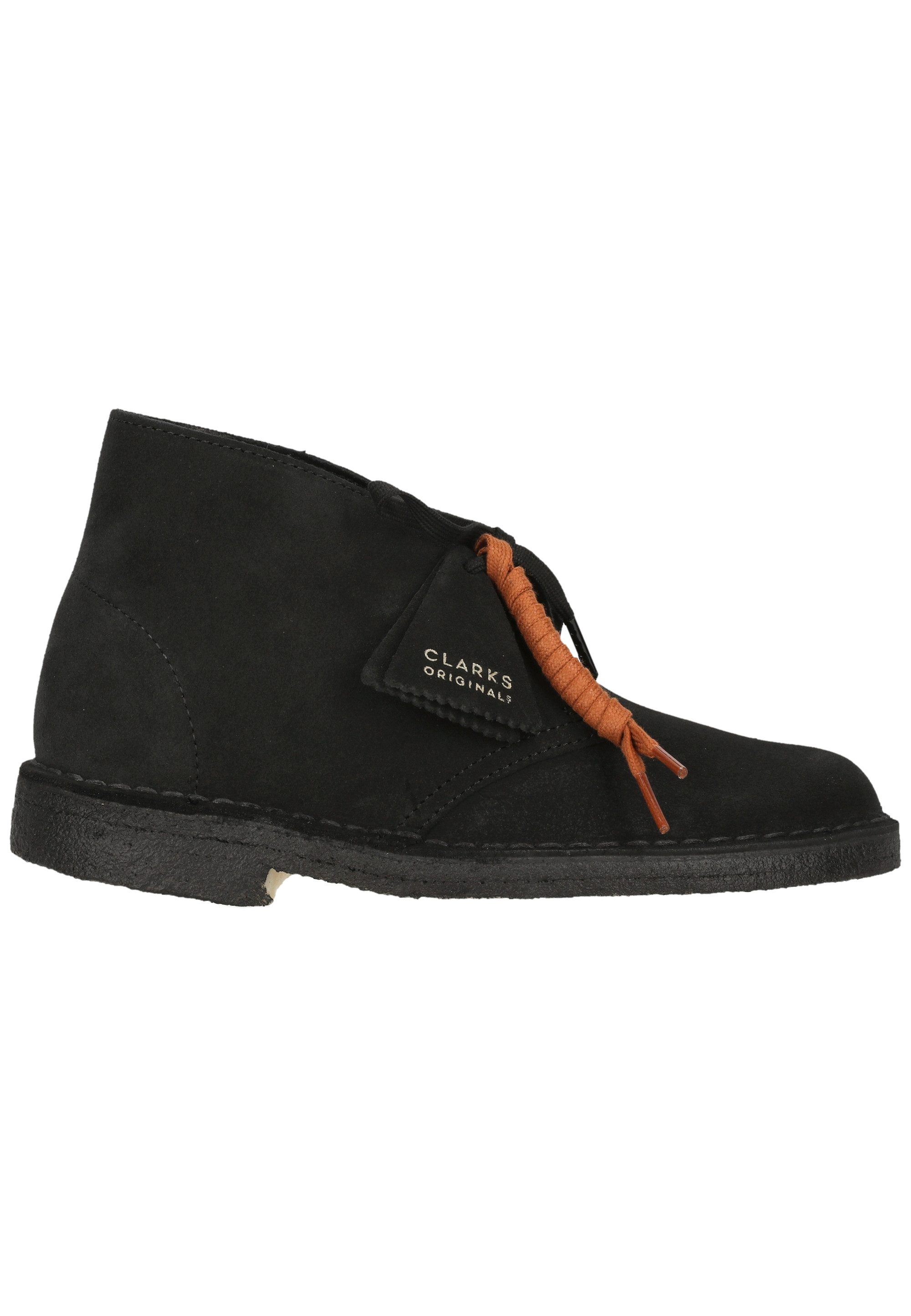 Clarks Desert Boot. Black Sde Schnürschuh mit griffiger Laufsohle