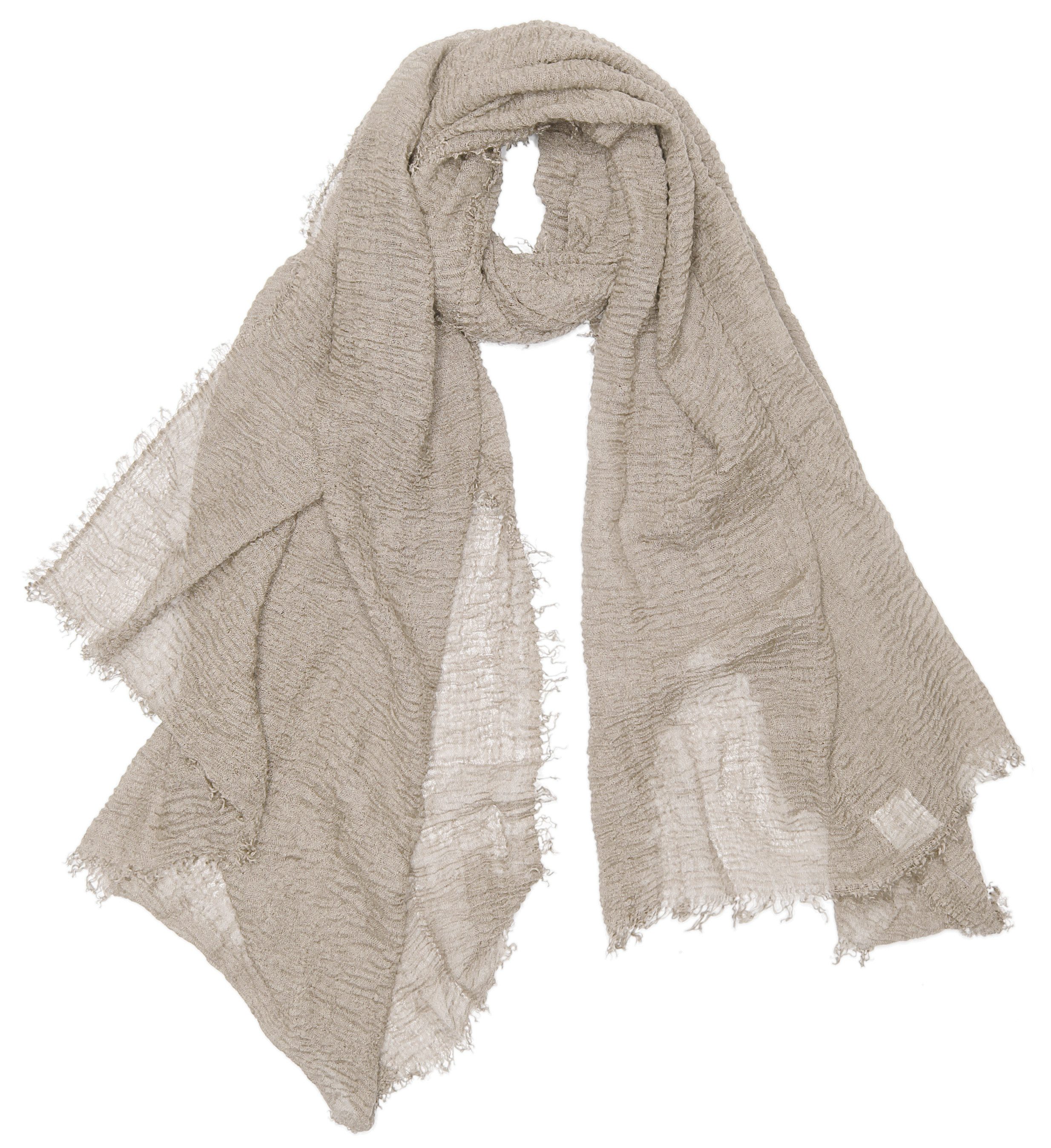 dy_mode Modeschal Damen Schal in Unifarben Halstuch Schultertuch Weicher Stoff, feine Fransen
