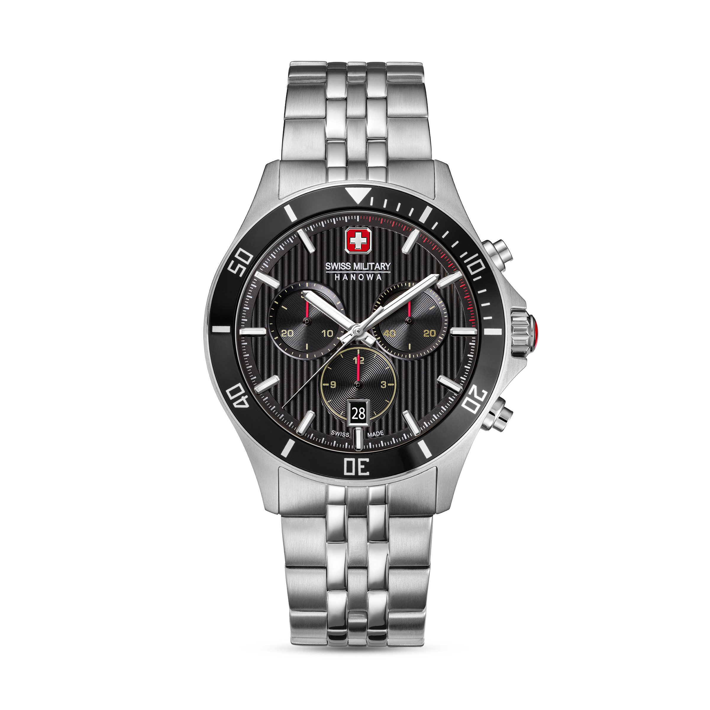Swiss Military Hanowa Chronograph Flagship Heritage Chrono SMWGI0007601, Quarzuhr, Armbanduhr, Herrenuhr, Swiss Made, Edelstahlarmband, analog