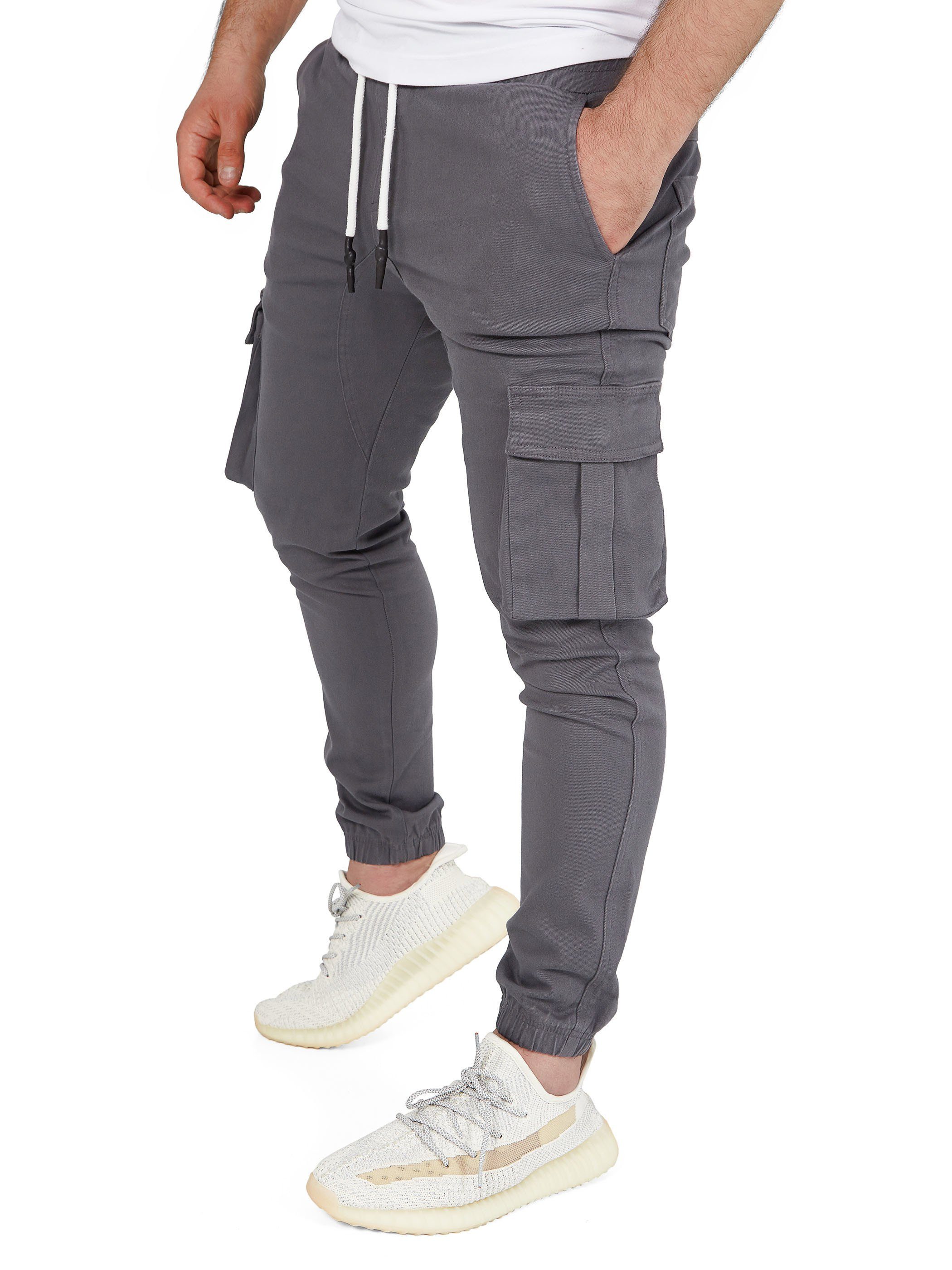 Pittman Cargohose Cargohosen Herren Chino Giga mit elastischem Bund, Cargotaschen