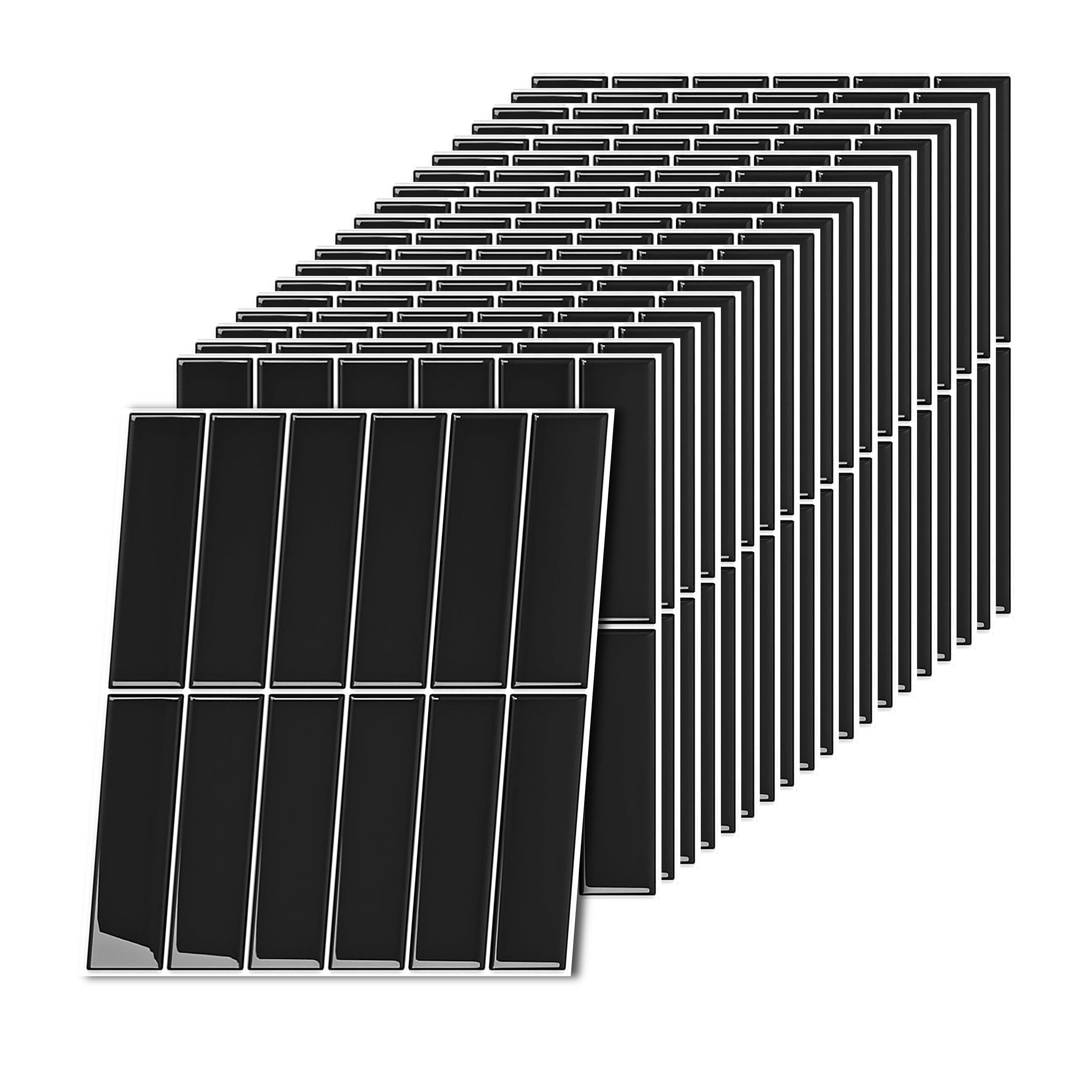 relaxdays Fliesenaufkleber Klebefliesen 30x30 länglich, schwarz