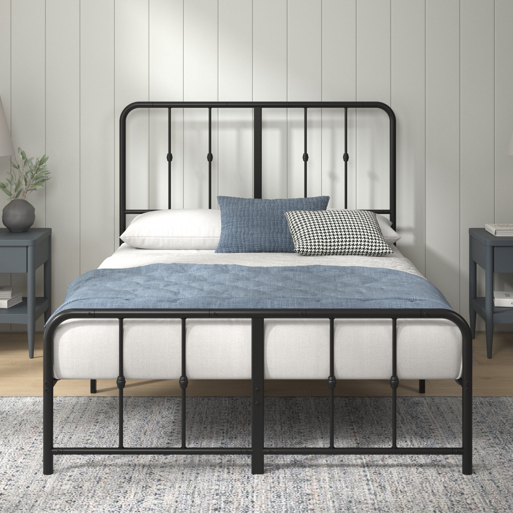 ZINUS Bettgestell Florence, Bett mit Kopf- und Fussteil, (90x200cm & 140x200cm) (Schwarz, 140x200cm), Inklusive Lattenrost, Hohe Stabilität, Leichter Aufbau