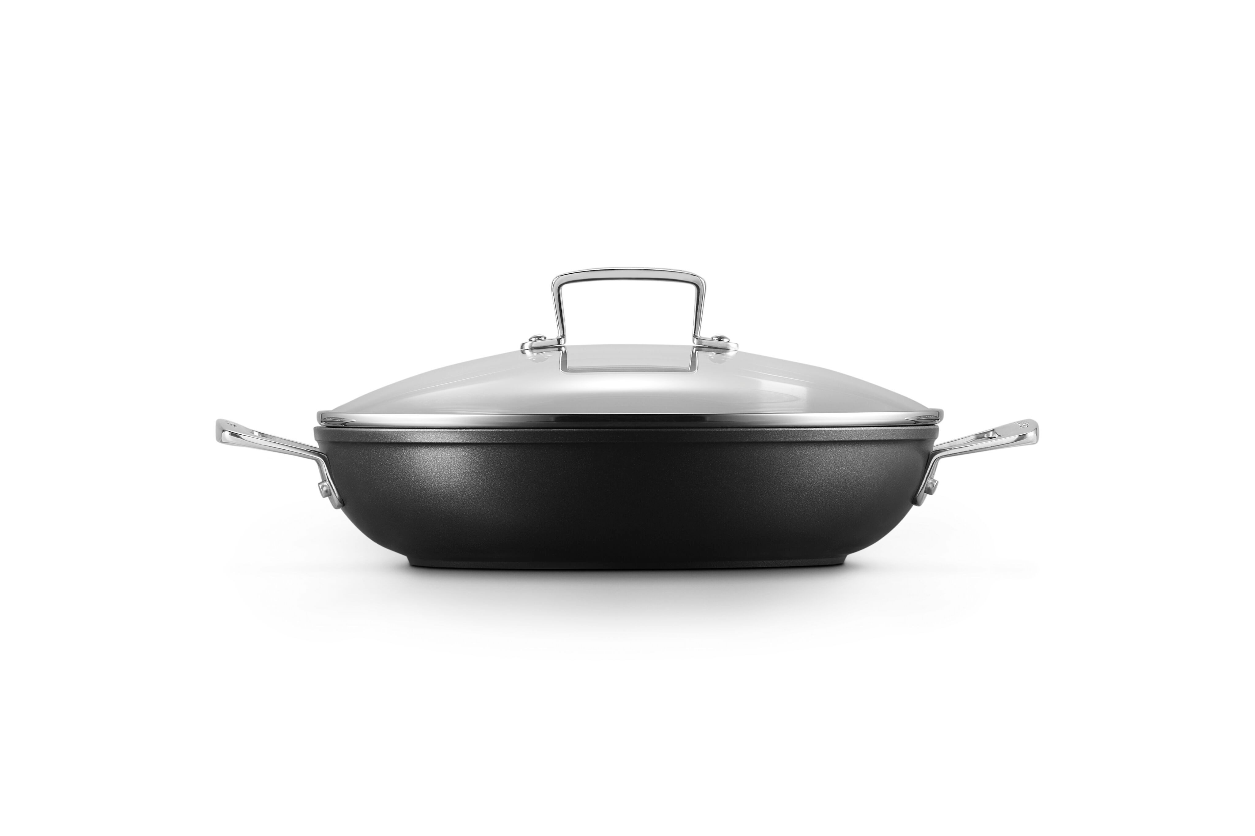 LE CREUSET Bratpfanne Aluminium-Antihaft Profipfanne mit Deckel, Aluminium, Ø 28 cm, Anthrazit/Silber, 51107280010502
